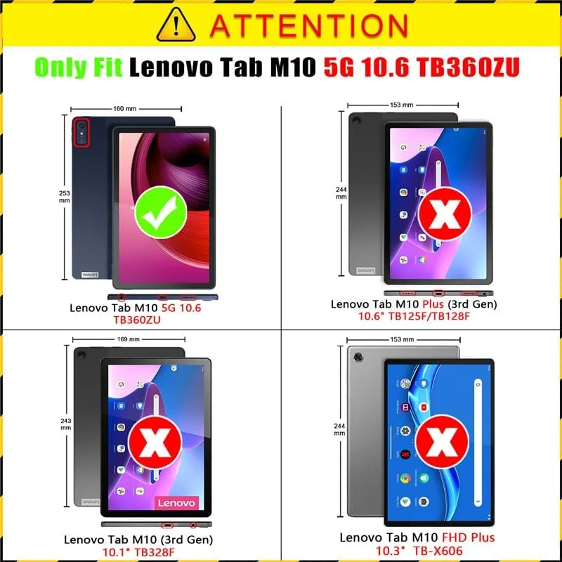 کاور تبلت Gruattreay سازگار با تبلت Lenovo Tab M10 5G 10.6 اینچی 2023، کاور سه تایی هوشمند، قاب پشتی سخت PC، کاور باریک با زوایای دید چندگانه و استند با قابلیت بیدار شدن و به خواب رفتن خودکار (خاکستری)