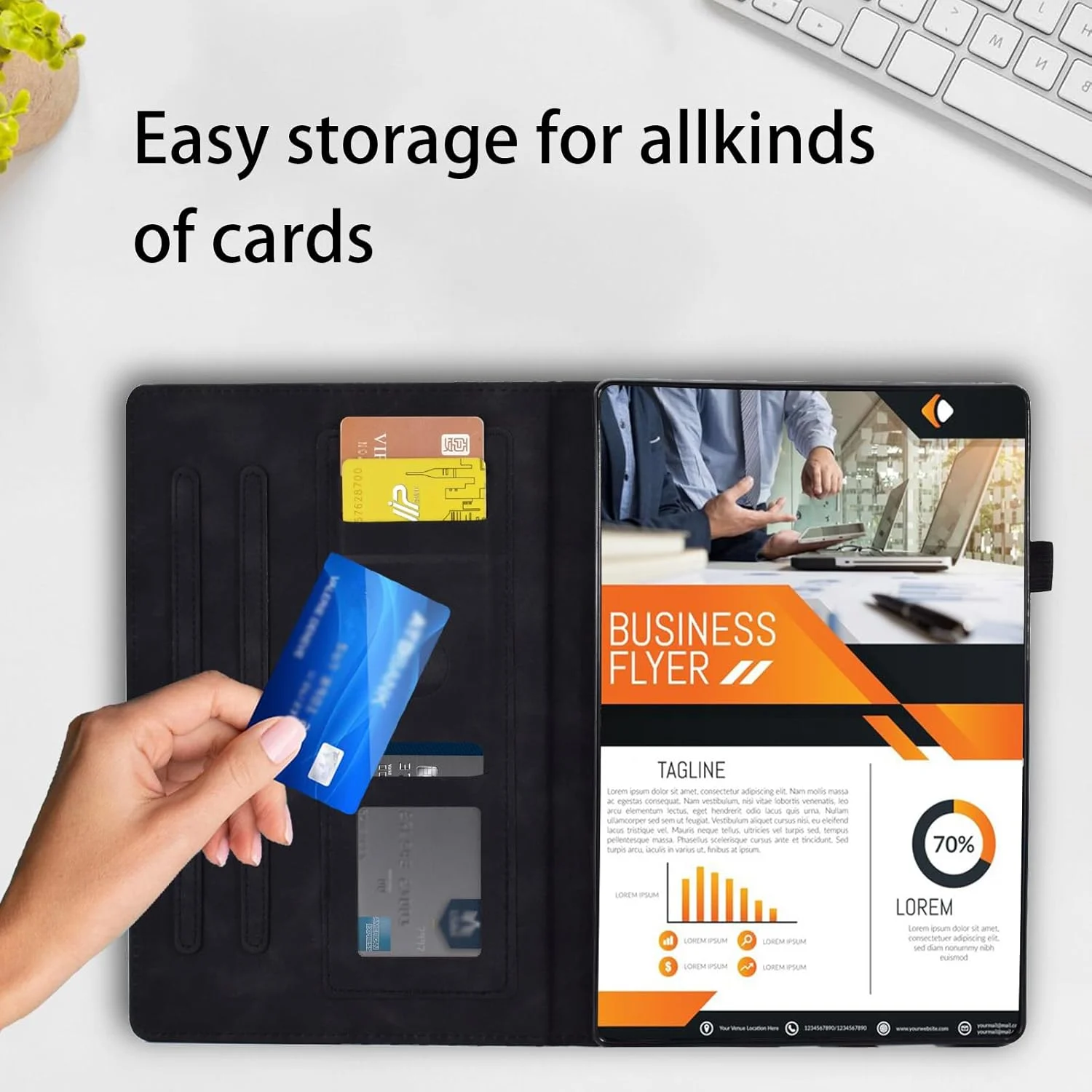 کیف Vkooer برای تبلت لنوو تب P11 (نسل دوم)/پد پلاس 2023 (11.5 اینچ)، کاور محافظ چرمی PU مدل Cube با جای قلم، دارای جیب برای تبلت لنوو تب P11 نسل 2، مشکی