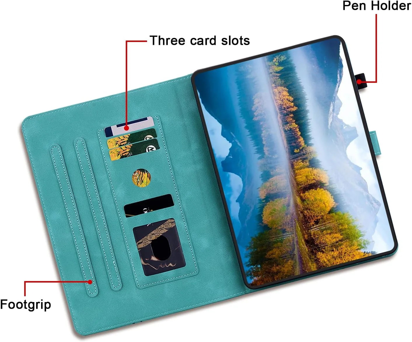 کیف محافظ تبلت لنوو تب M9 مدل TB-310FU 2023، کیف چرمی PU ممتاز با قفل مغناطیسی و استند به همراه جای قلم، سبز