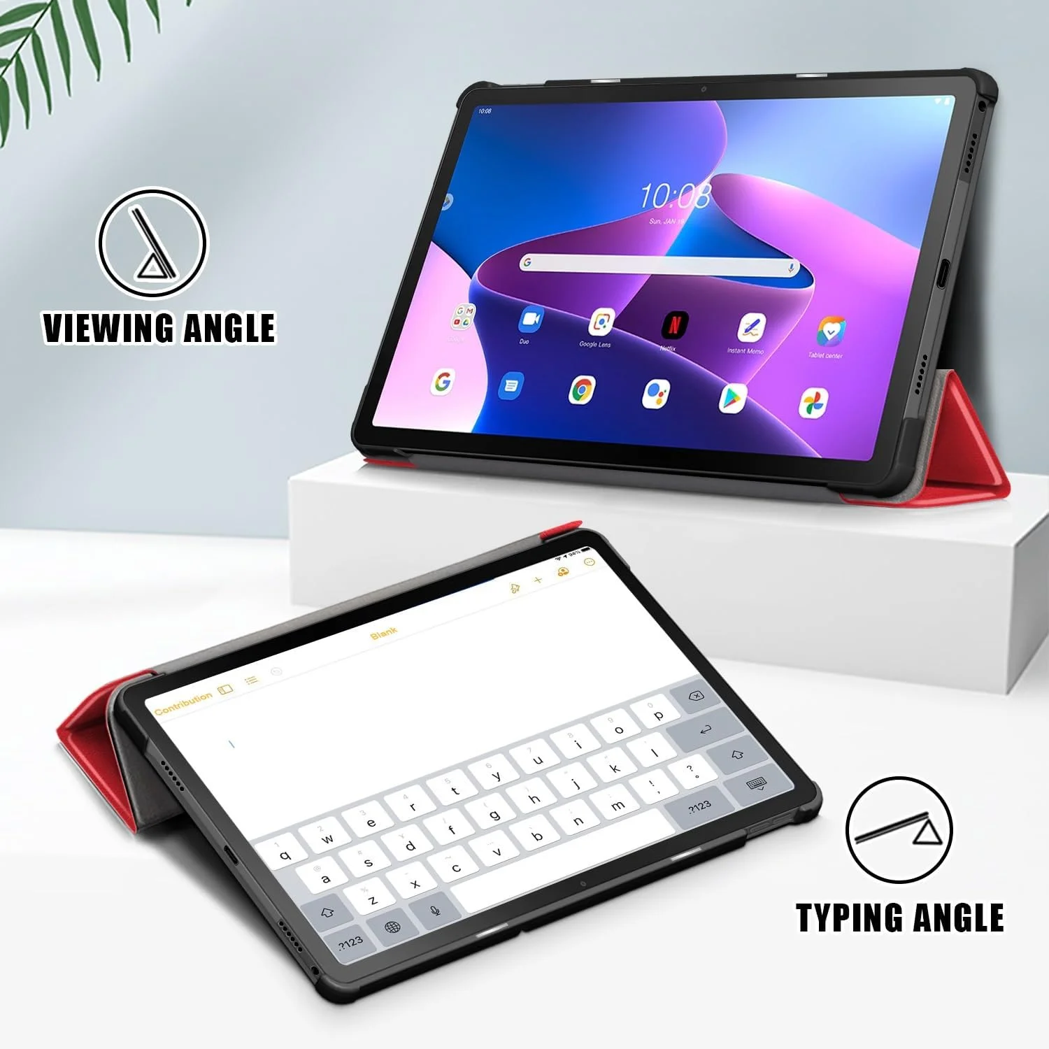 کیف تبلت مسافرتی سازگار با تبلت Lenovo Tab M10 Plus 2022 10.6 اینچی TB-125F/128F، کیف سازگار با تبلت هوشمند تاشو، فوق العاده باریک، سبک وزن، کاور پشتی استند