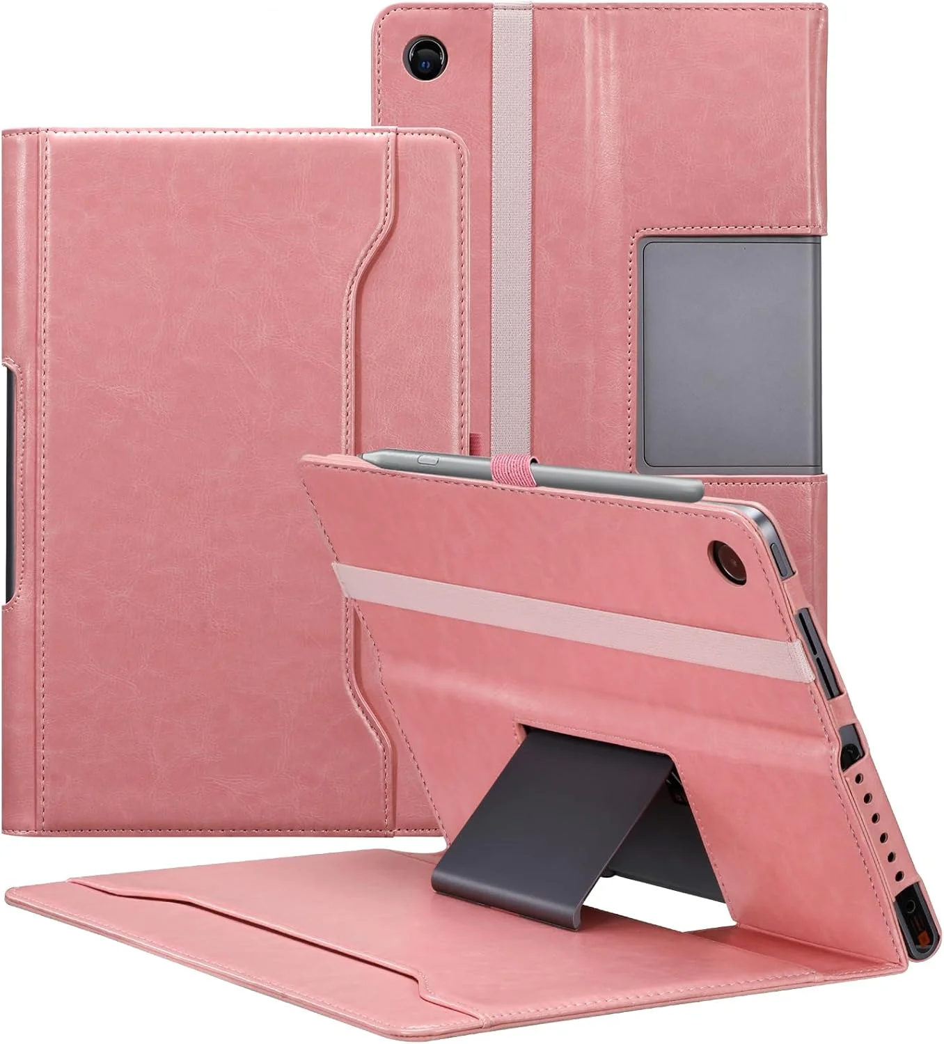 کیف محافظ تبلت لنوو تب پلاس (TB351FU) 11.5 اینچ 2024 مدل E NET-CASE، کیف فوق سبک با جای قلم خارجی و اسلات های نگهداری مدارک، رزگلد