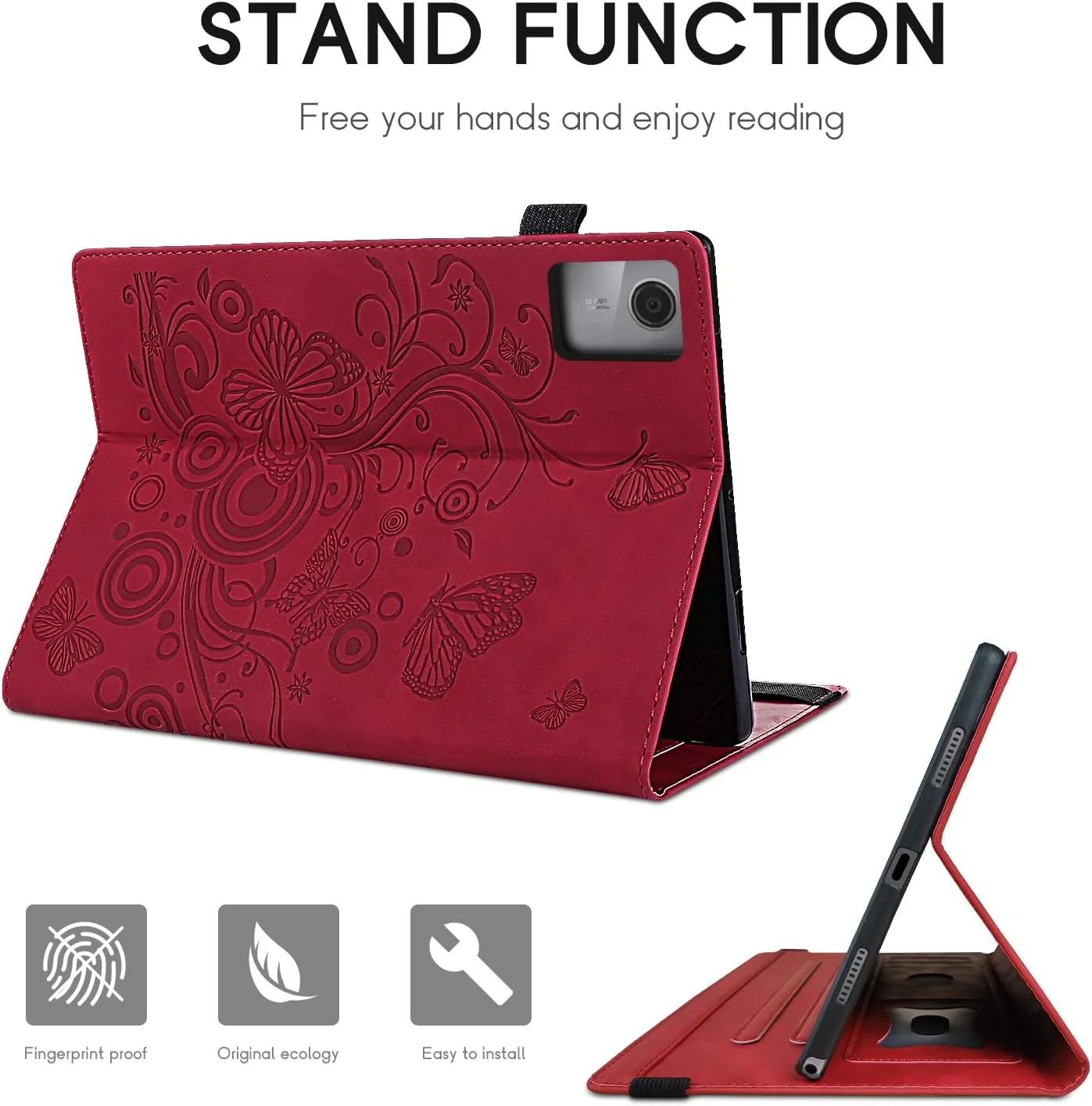 کاور AsWant برای تبلت Lenovo Tab M11، کاور لوازم جانبی فوق العاده نازک تبلت با عملکرد کیف پول و عملکرد استند، سازگار با Lenovo Tab M11 2024، قرمز