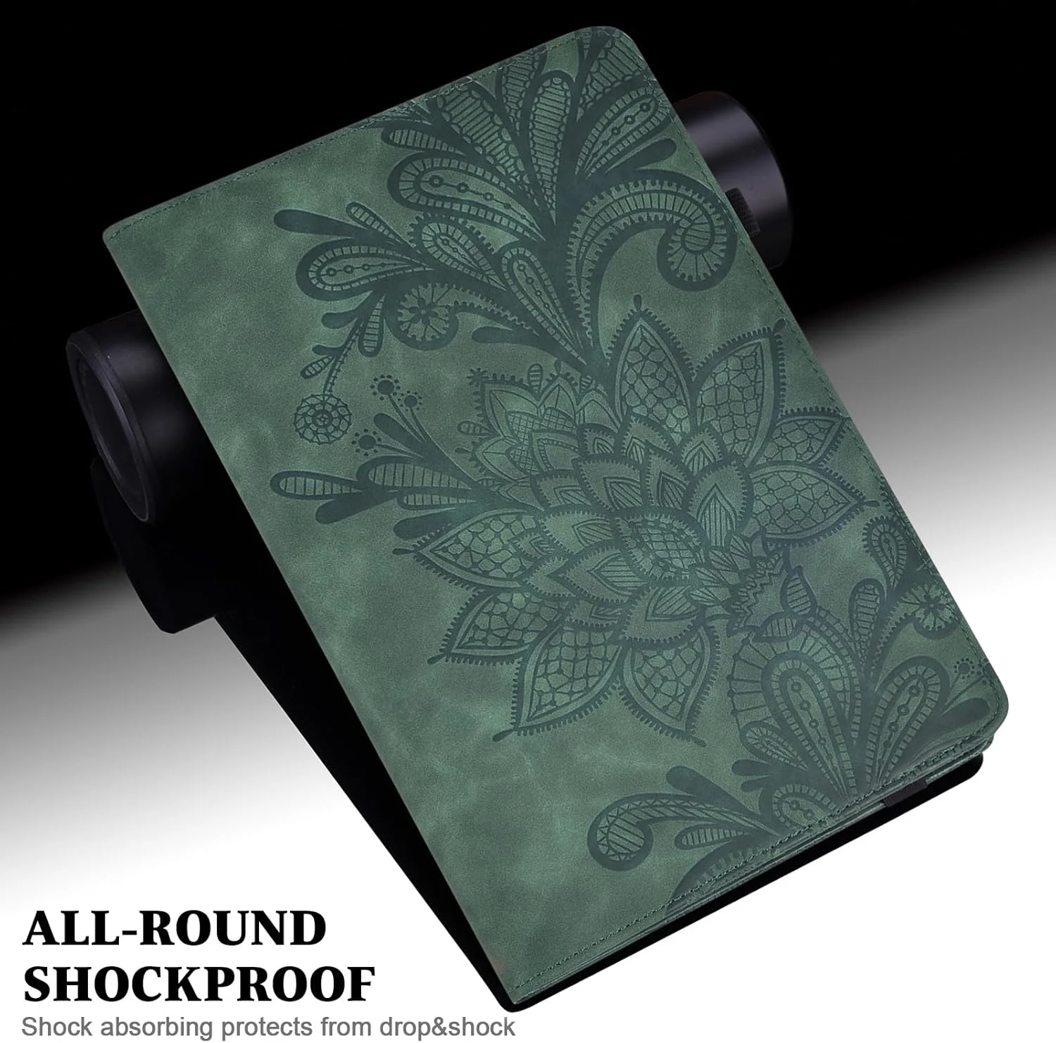 کاور محافظ تبلت لنوو تب M9 سایز 9.0 اینچ (مدل TB-310FU، عرضه شده در سال 2023)، کاور هوشمند ضد ضربه با طرح برجسته و جای کارت - سبز