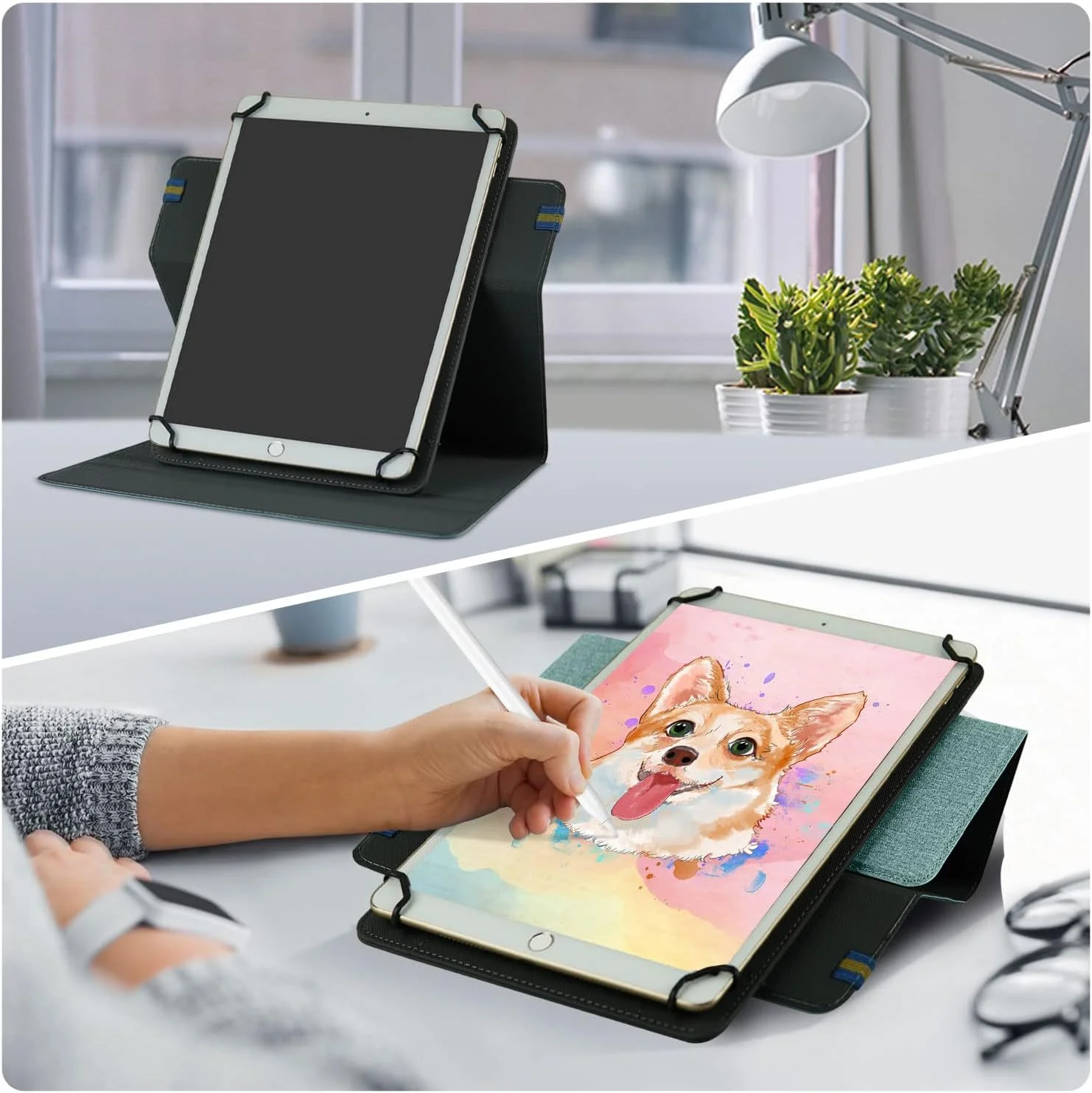 کیف تبلت 10.1 اینچی DINGGUAGUA، کاور تاشو جهانی برای تمام تبلت های 9، 10 و 11 اینچی، سازگار با Lenovo/Samsung/Huawei/TECLAST/Fusion 5، سبز