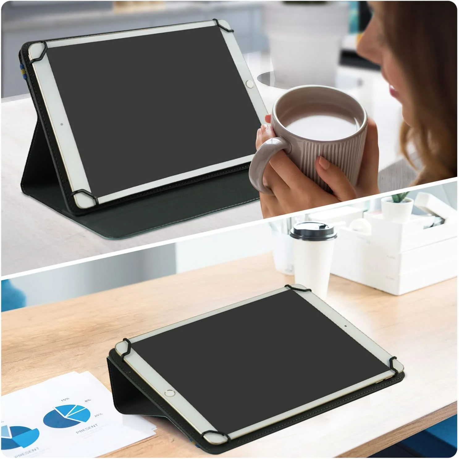 کیف تبلت 10.1 اینچی DINGGUAGUA، کاور تاشو جهانی برای تمام تبلت های 9، 10 و 11 اینچی، سازگار با Lenovo/Samsung/Huawei/TECLAST/Fusion 5، سبز