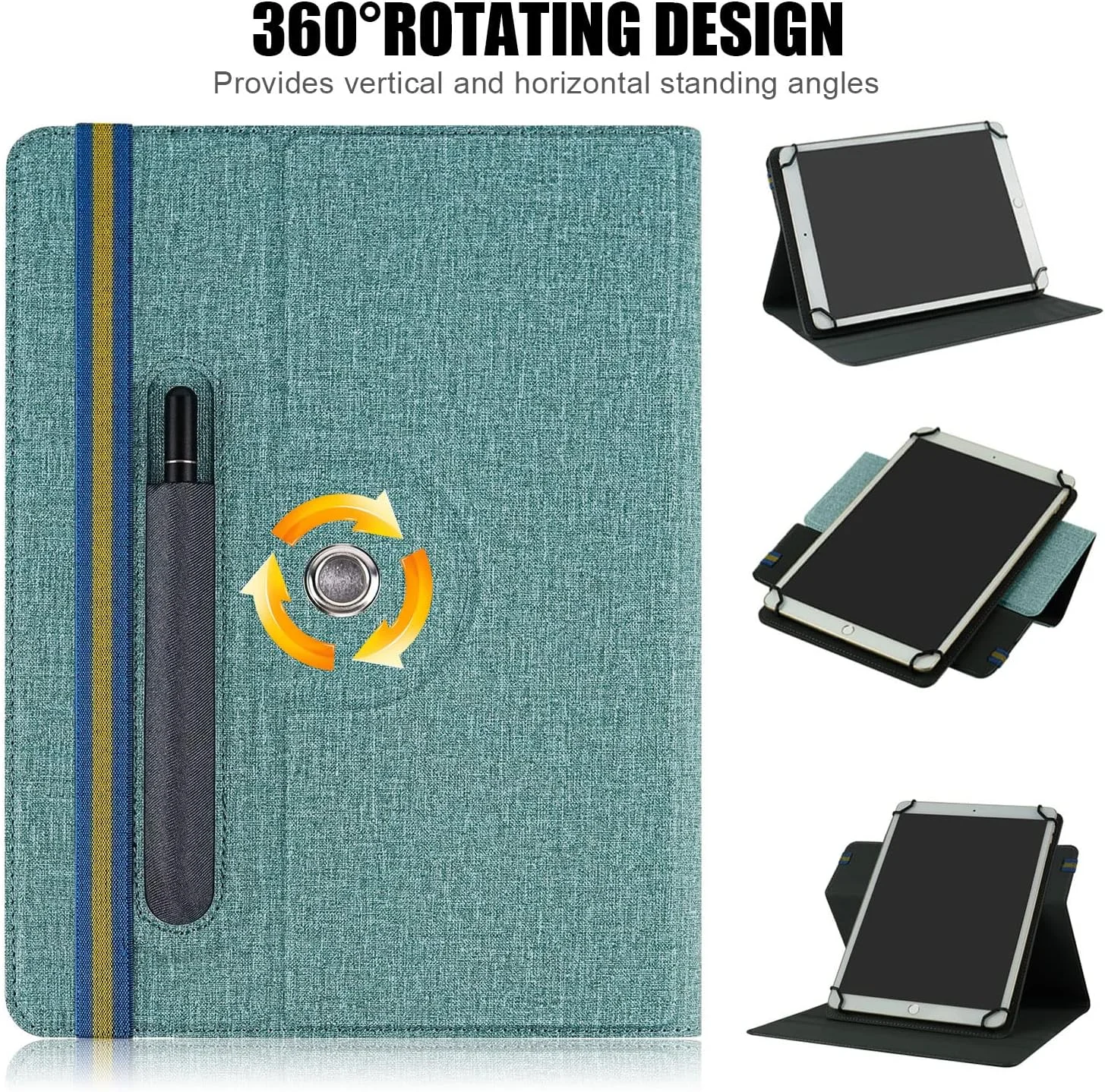 کیف تبلت 10.1 اینچی DINGGUAGUA، کاور تاشو جهانی برای تمام تبلت های 9، 10 و 11 اینچی، سازگار با Lenovo/Samsung/Huawei/TECLAST/Fusion 5، سبز