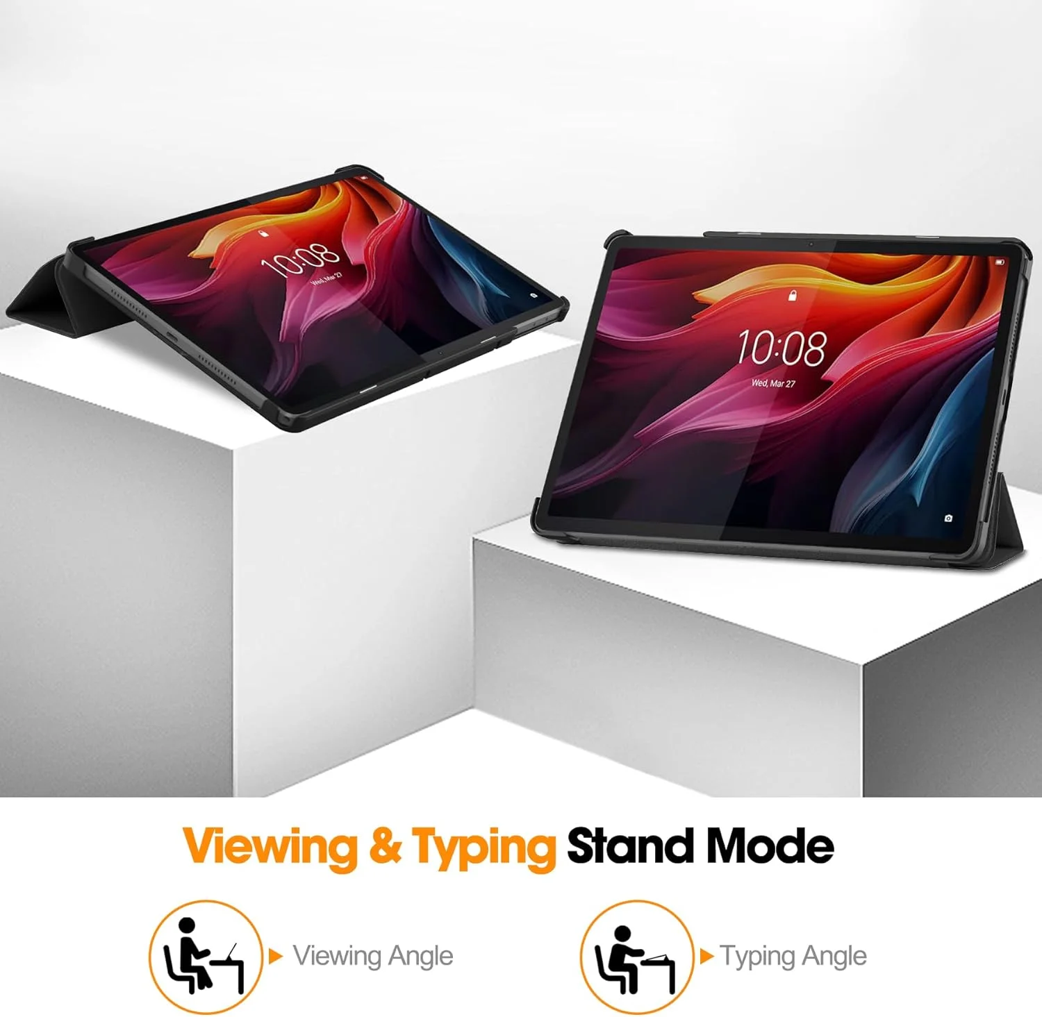 کیف تبلت RanTuo برای Lenovo Tab K11 Plus، چرم PU، سبک و نازک، ضد آب، ضد گرد و غبار، کیف محافظ ضد افتادن برای Lenovo Tab K11 Plus. (مشکی)