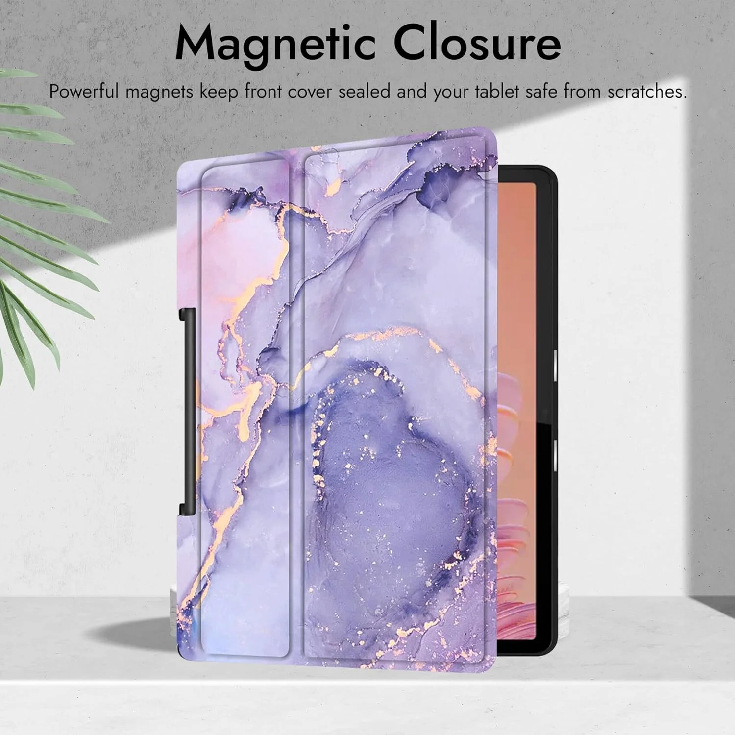 کاور محافظ روبوستریون برای تبلت لنوو تب پلاس 11.5 اینچ، کاور تاشو برای لنوو تب پلاس 11.5 اینچ - طرح سنگ مرمر یاسی