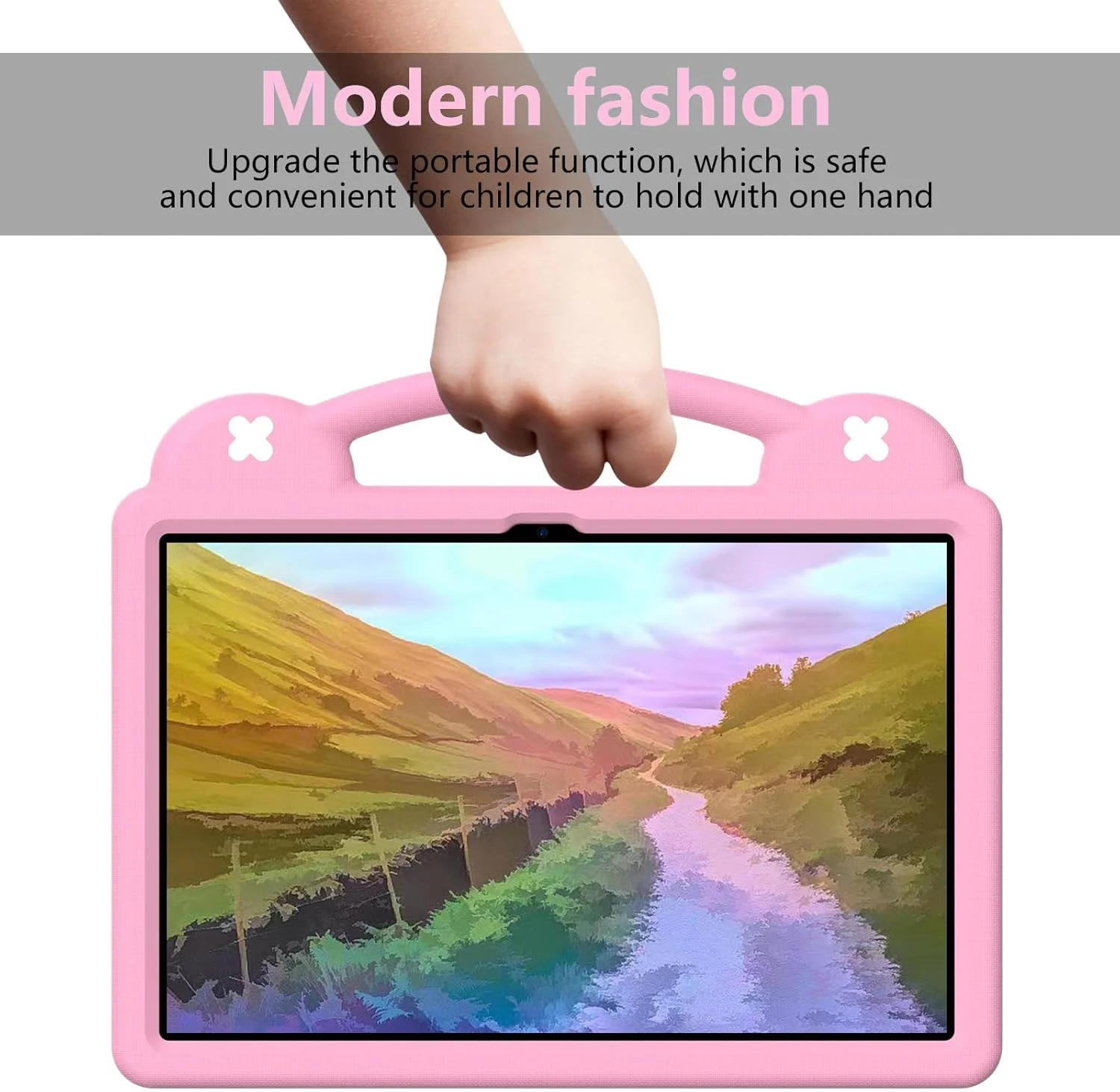 کیف محافظ کودکانه Gruattreay سازگار با تبلت Lenovo Tab P12 12.7 اینچ 2023، کیف ضد ضربه با بند شانه و پایه دسته دار برای تبلت Tab P12 12.7 اینچی (سبز)