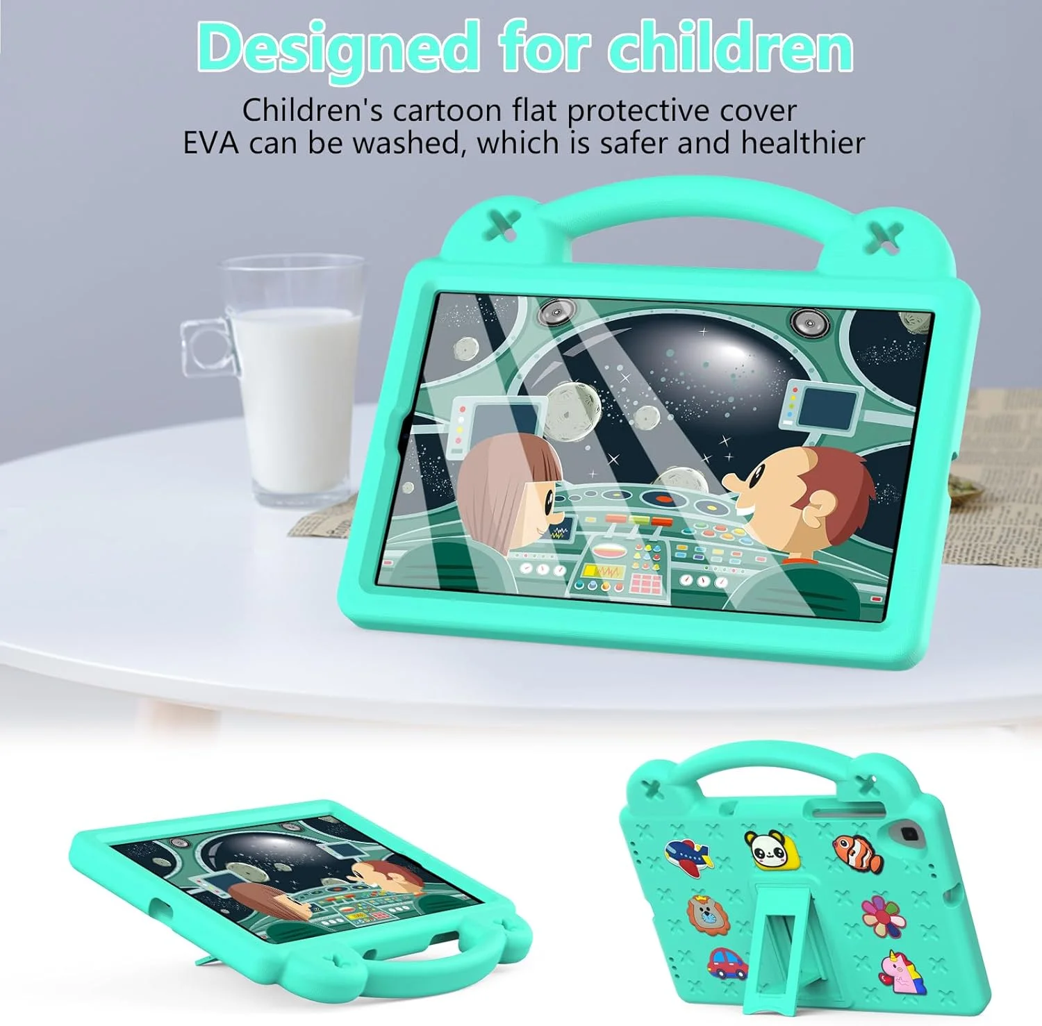 کیف تبلت کودکانه nincyee برای Lenovo Tab M10 Plus نسل دوم 10.3 اینچ 2020، روکش مقاوم در برابر ضربه EVA با پایه تاشو، کیف کارتونی خرس کوچولو با بند شانه برای کودکان
