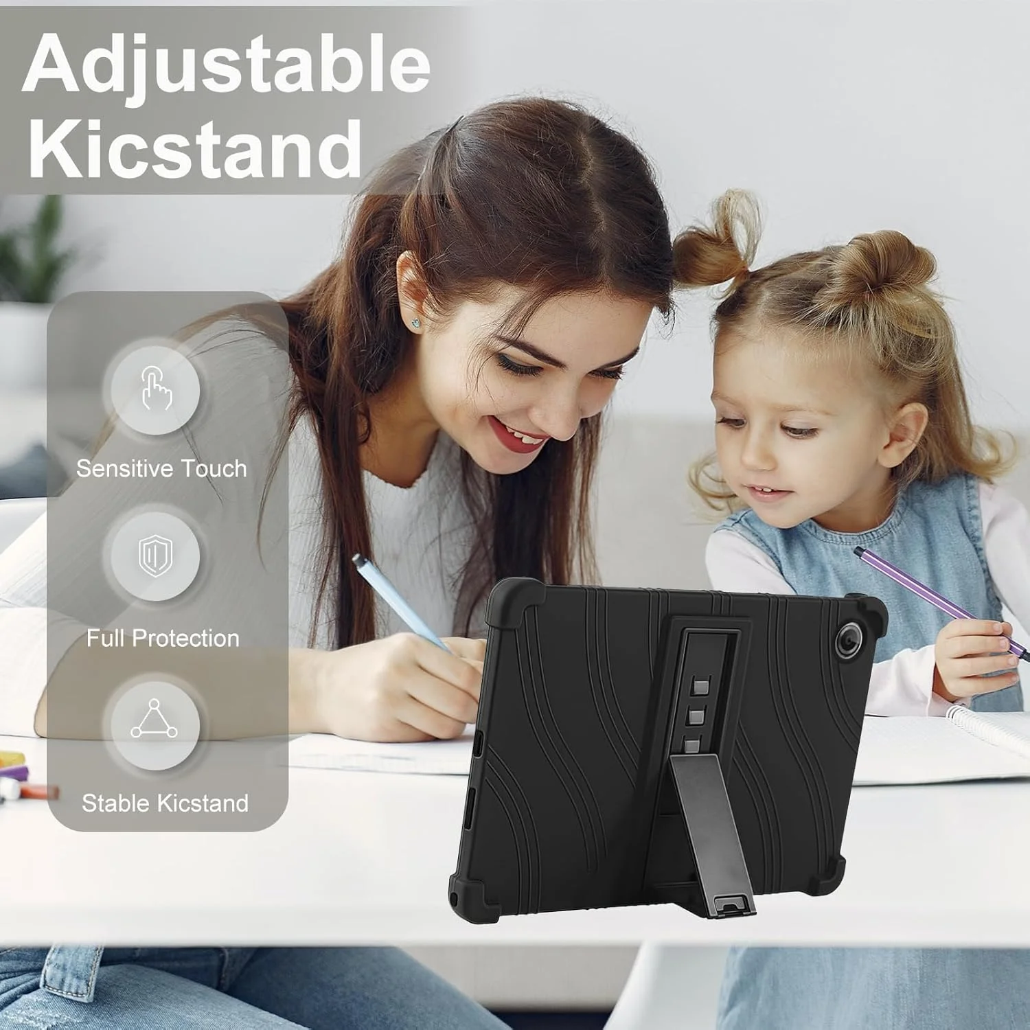 قاب تبلت CONAPIKA برای لنوو تب وان/تب K9، قاب تبلت سیلیکونی نرم و فوق العاده نازک و ضد لغزش با پایه قابل تنظیم، ایربگ، محافظت در برابر سقوط، ضد ضربه و مقاوم در برابر افتادن
