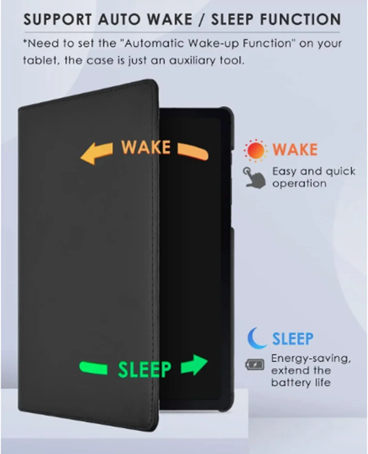 کیف چرمی چرخشی 360 درجه هوگ‌وِث سازگار با تبلت لنوو تب M8 (نسل 4)، کاور باریک چند زاویه‌ای با قابلیت بیدار شدن/به خواب رفتن خودکار، پشت سخت ضد ضربه (مشکی)