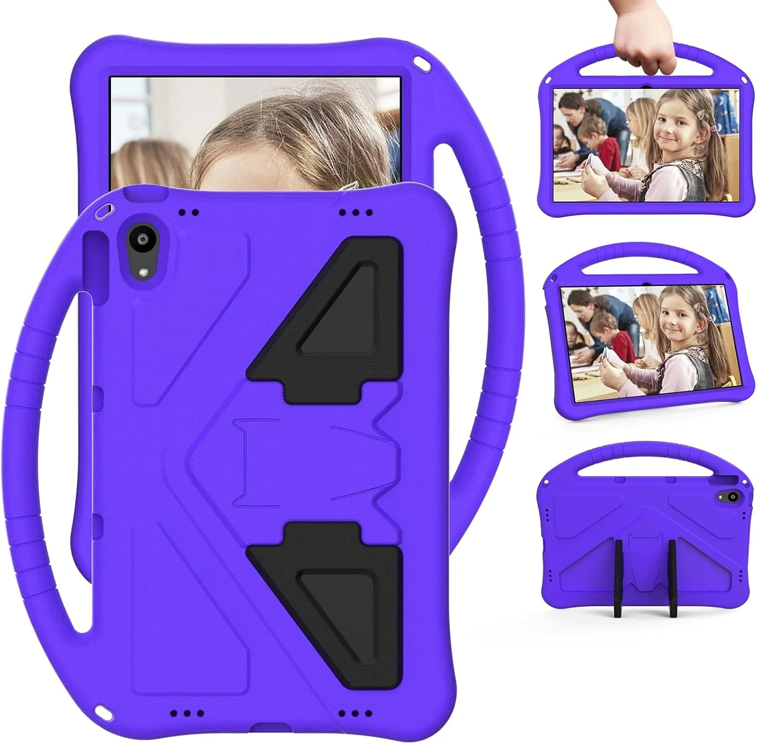 کیف تبلت کودکانه XNCVBD مناسب برای تبلت Lenovo Tab P11 TB-J606F، کیف محافظ تبلت سبک و مقاوم در برابر ضربه EVA با دسته بزرگ (بنفش)