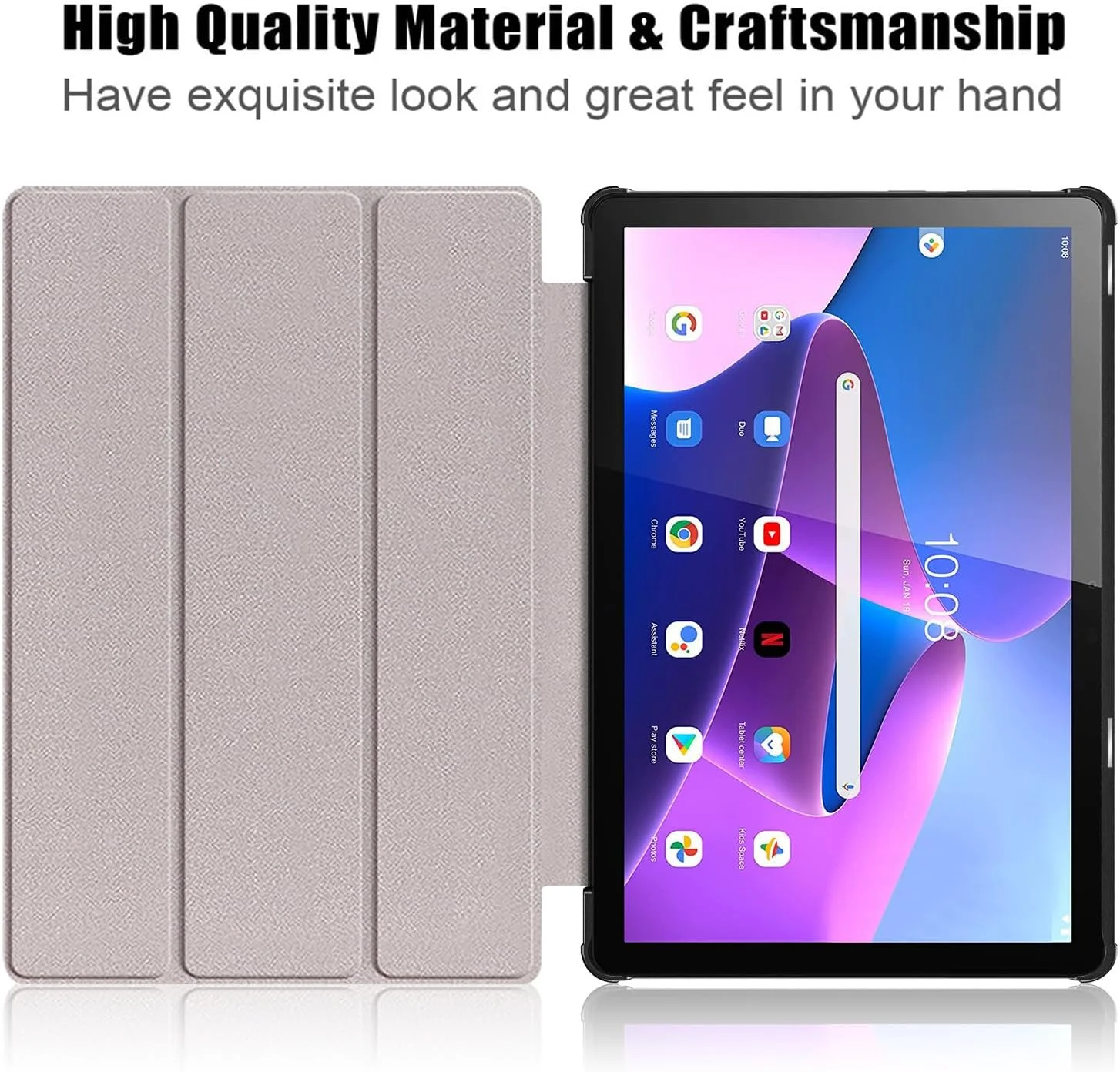 کاور تبلت Gruattreay سازگار با تبلت Lenovo Tab B10 نسل 3 مدل 10.1 اینچ 2023، کاور هوشمند سه تایی تبلت، پایه چند زاویه دید، بدنه سخت، خواب/بیدار شدن خودکار (آبی تیره)