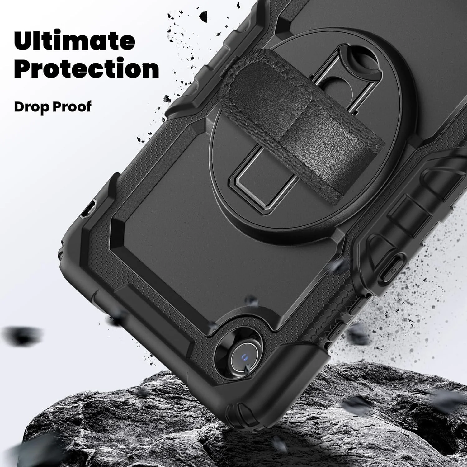 کاور تبلت گرواتری سازگار با تبلت لنوو تب K9 TB305FU / لنوو تب وان 8.7 اینچی، کاور سیلیکونی EVA ضد ضربه و ضد افتادن با بند شانه، پایه چرخان 360 درجه (قرمز)