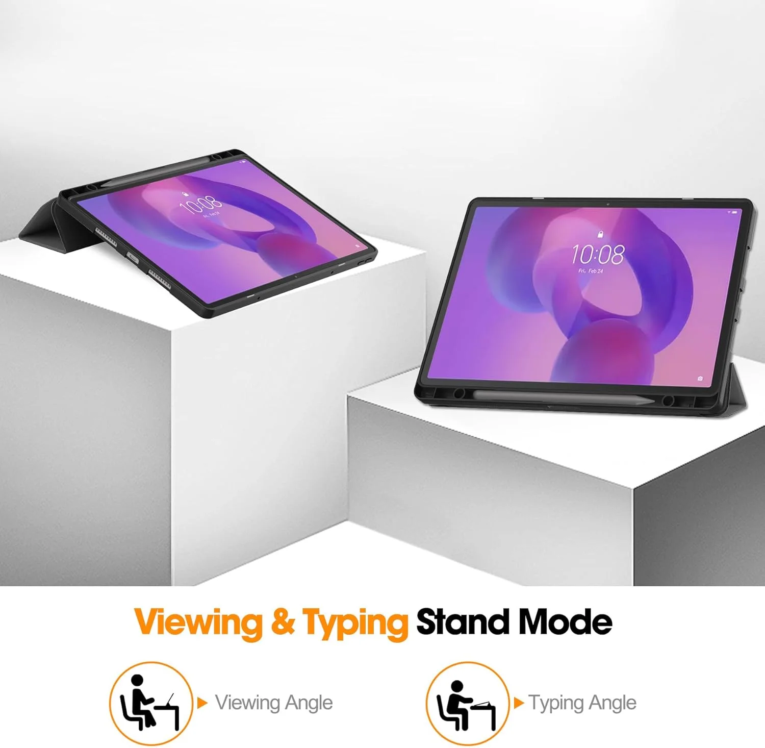 کاور تبلت Gruattreay برای لنوو Idea Tab Pro 12.7 اینچ 2025، کاور هوشمند سه تایی تبلت، با جای قلم، پایه چند منظوره، عملکرد خواب/بیدار شدن خودکار، کاور ضد ضربه و ضد سقوط (خاکستری)