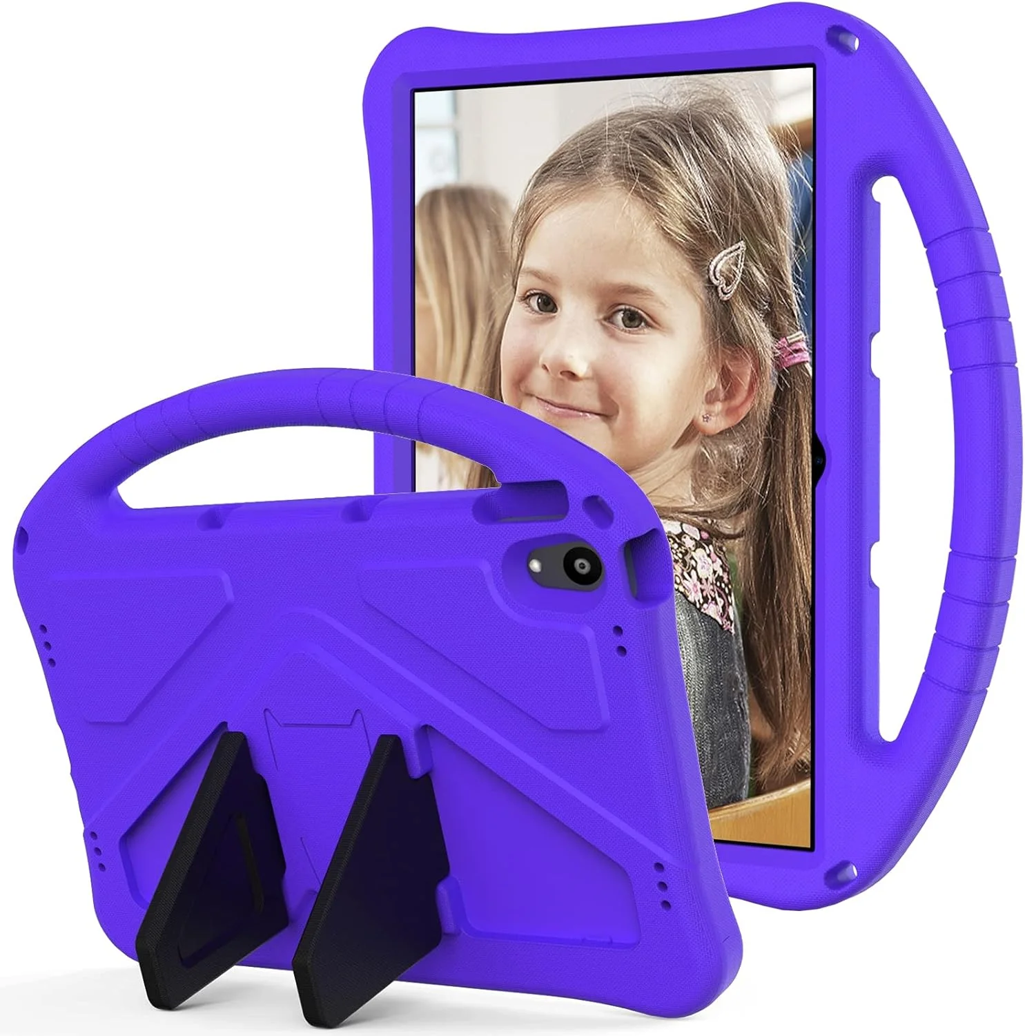 کیف تبلت کودکانه XNCVBD مناسب برای تبلت Lenovo Tab P11 TB-J606F، کیف محافظ تبلت سبک و مقاوم در برابر ضربه EVA با دسته بزرگ (بنفش)