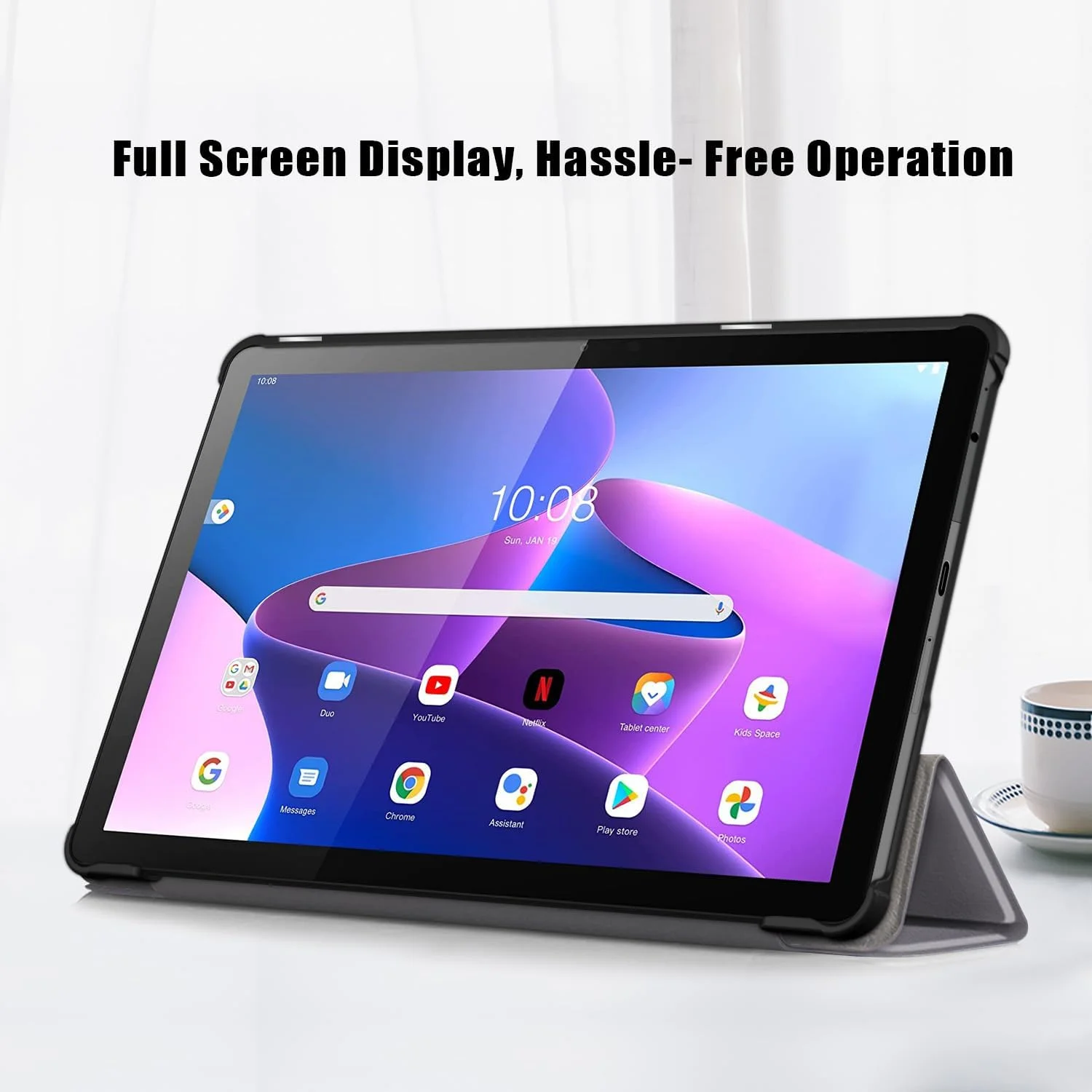 کاور تبلت Gruattreay سازگار با تبلت Lenovo Tab B10 نسل 3 مدل 10.1 اینچ 2023، کاور هوشمند سه تایی تبلت، پایه چند زاویه دید، بدنه سخت، خواب/بیدار شدن خودکار (آبی تیره)