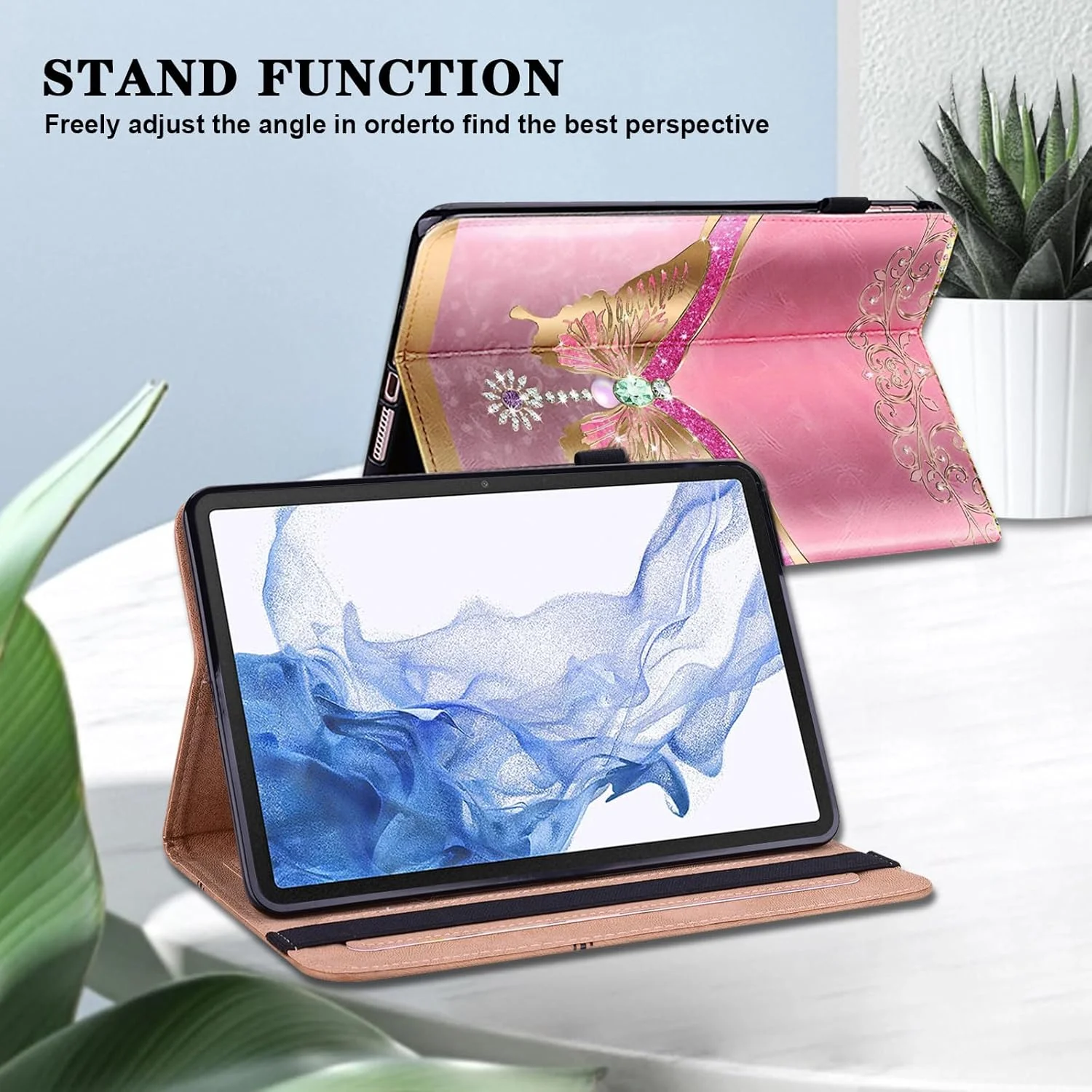 کیف تبلت TUOLISG مناسب برای لنوو تب پلاس 11.5 اینچ 2024 با جای قلم، کیف چرمی PU نازک و سبک برای لنوو تب پلاس 11.5 اینچ TB351FU با جای کارت - پروانه صورتی