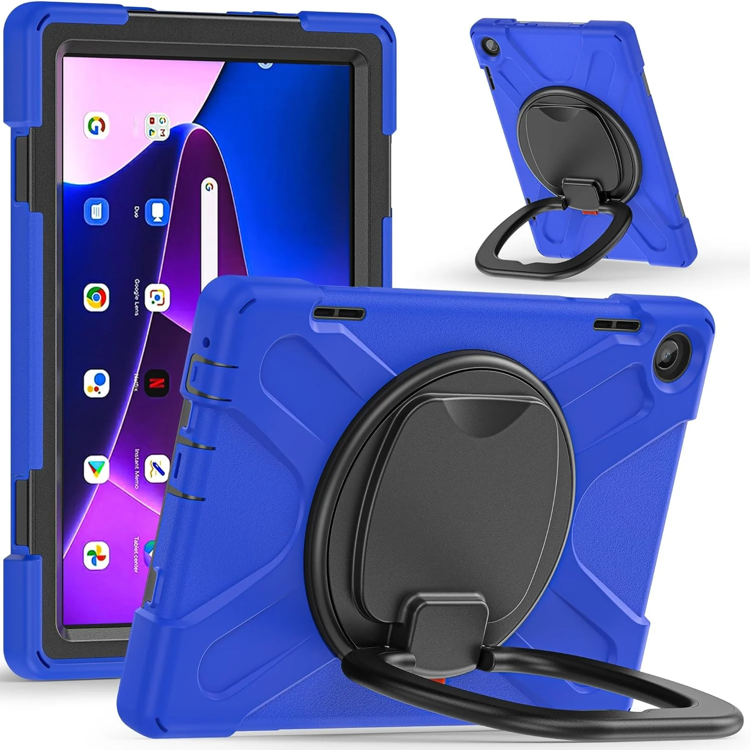 کیف محافظ تبلت سازگار با Lenovo Tab M10 (نسل 3) TB-328FU /TB-328XU (2022) 10.1 اینچ، کیف مقاوم در برابر ضربه با پایه چرخان 360 درجه، بند دستی/بند شانه کیف محافظ تبلت سازگار با Lenovo Tab M10 (نسل 3) TB-328FU /TB-328XU (2022) 10.1 اینچ، کیف مقاوم در برابر ضربه با پایه چرخان 360 درجه، بند دستی/بند شانه