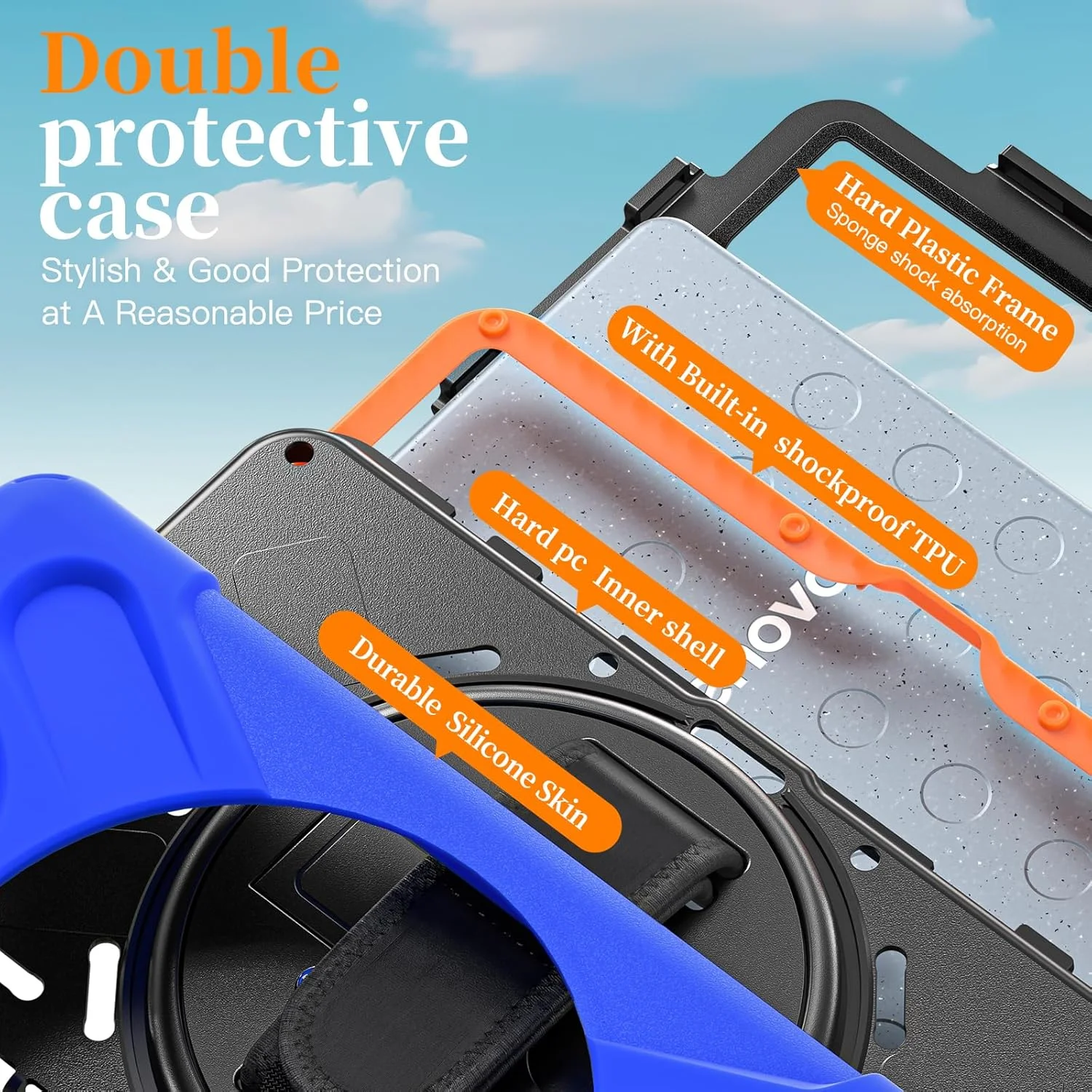 کاور محافظ Cxzaqwer برای تبلت لنوو تب وان 8.7 اینچ 2025، تب K9 (TB305XU/TB305FU)، کاور ضد ضربه با استاندارد نظامی به همراه محافظ صفحه نمایش، بند مچی، کیف قلم و بند شانه - سرمه ای