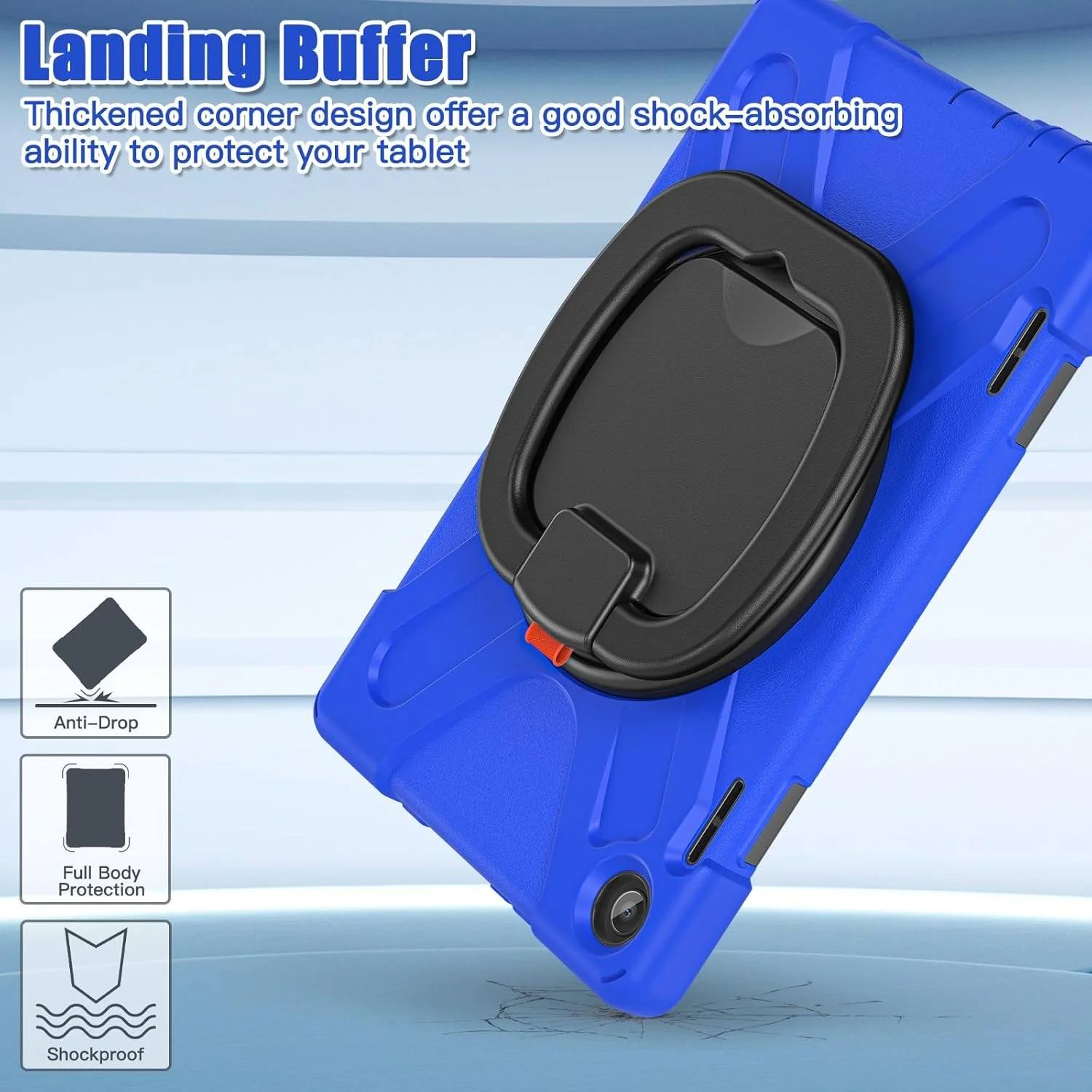 کیف محافظ تبلت سازگار با Lenovo Tab M10 (نسل 3) TB-328FU /TB-328XU (2022) 10.1 اینچ، کیف مقاوم در برابر ضربه با پایه چرخان 360 درجه، بند دستی/بند شانه