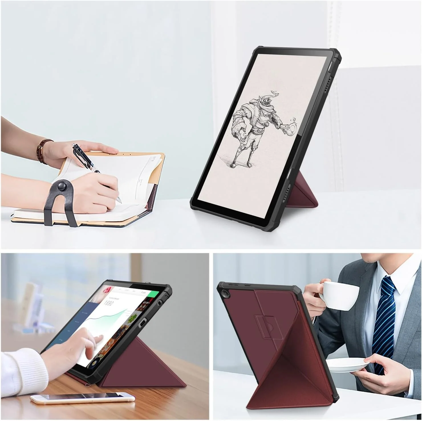 کیف تبلت مسافرتی سازگار با تبلت لنوو M10 (نسل سوم) 10.1 اینچی TB-328F، پایه باریک سازگار با کامپیوتر، بدنه پشتی سخت، روکش هوشمند محافظ