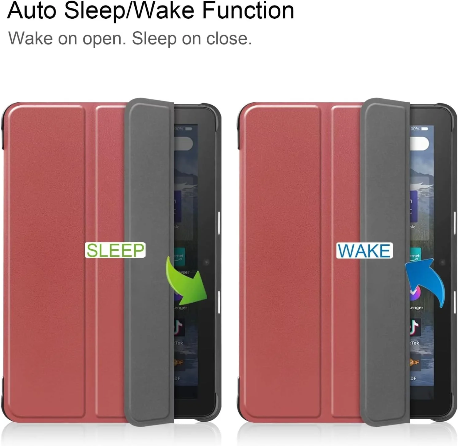 کیف تبلت RanTuo برای Lenovo Tab M8 (FHD)، چرم PU، سبک و نازک، ضد آب، ضد گرد و غبار، قاب محافظ ضد افتادن برای Lenovo Tab M8 (FHD). (شرابی)