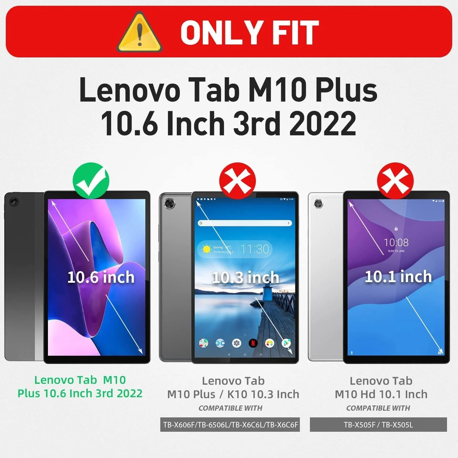 کیف محافظ TSQQST مناسب برای تبلت لنوو تب M10 پلاس 10.6 اینچ نسل سوم 2022 (TB-125F/TB-128F) به همراه استند، بند دستی و بند شانه | کیف مقاوم و بادوام مناسب کودکان برای تبلت لنوو M10 پلاس 10.6 اینچ (مشکی)