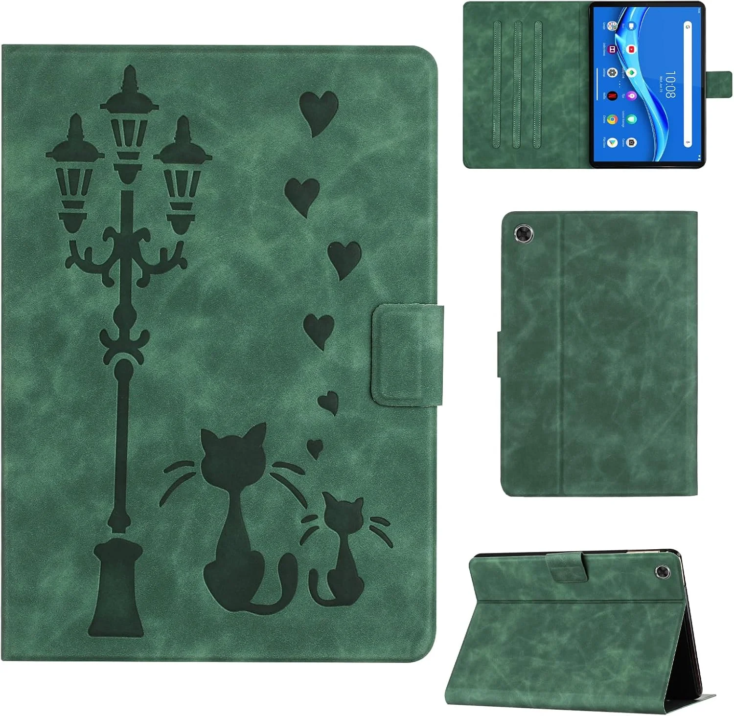 کیف محافظ چرمی Rosbtib مناسب برای تبلت لنوو تب M10 FHD Plus 2020/Tab K10 2021 سایز 10.3 اینچ مدل TB-X606F/X606X/X606V/X6C6F/X6C6X با طرح چاپ شده یک زوج گربه عاشق زیر نور چراغ خیابان، به همراه استند کیف محافظ چرمی Rosbtib مناسب برای تبلت لنوو تب M10 FHD Plus 2020/Tab K10 2021 سایز 10.3 اینچ مدل TB-X606F/X606X/X606V/X6C6F/X6C6X با طرح چاپ شده یک زوج گربه عاشق زیر نور چراغ خیابان، به همراه استند