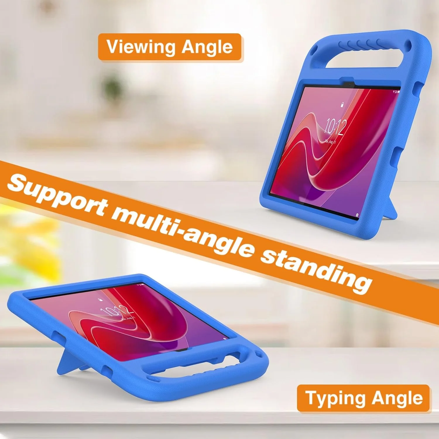 کیف تبلت کودکانه XNCVBD سازگار با تبلت Lenovo Tab 10.1 اینچ 2025، سبک وزن، ضد ضربه، دارای دسته و پایه، محافظ کودکانه ضد ضربه + بند شانه برای محافظت از تبلت
