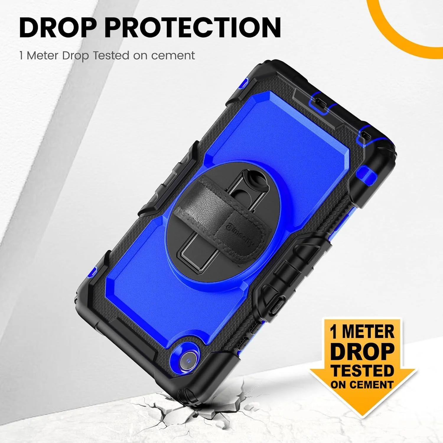 کیف تبلت تایم سیتی برای لنوو تب K9/ تب One 8.7 اینچ 2025 (TB305XU/ TB305FU)، محافظت ضد ضربه با پایه چرخان 360 درجه و بند شانه و محافظ صفحه نمایش و نگهدارنده قلم - آبی تیره