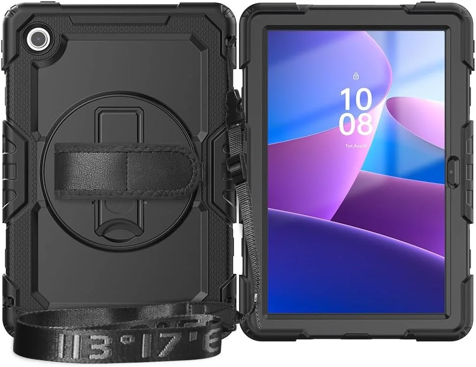 کاور تبلت Gruattreay سازگار با لنوو تب 10.1 اینچ 2025، کاور سیلیکونی EVA ضد ضربه و ضد افتادن با بند شانه، پایه چرخان 360 درجه (مشکی) کاور تبلت Gruattreay سازگار با لنوو تب 10.1 اینچ 2025، کاور سیلیکونی EVA ضد ضربه و ضد افتادن با بند شانه، پایه چرخان 360 درجه (مشکی)