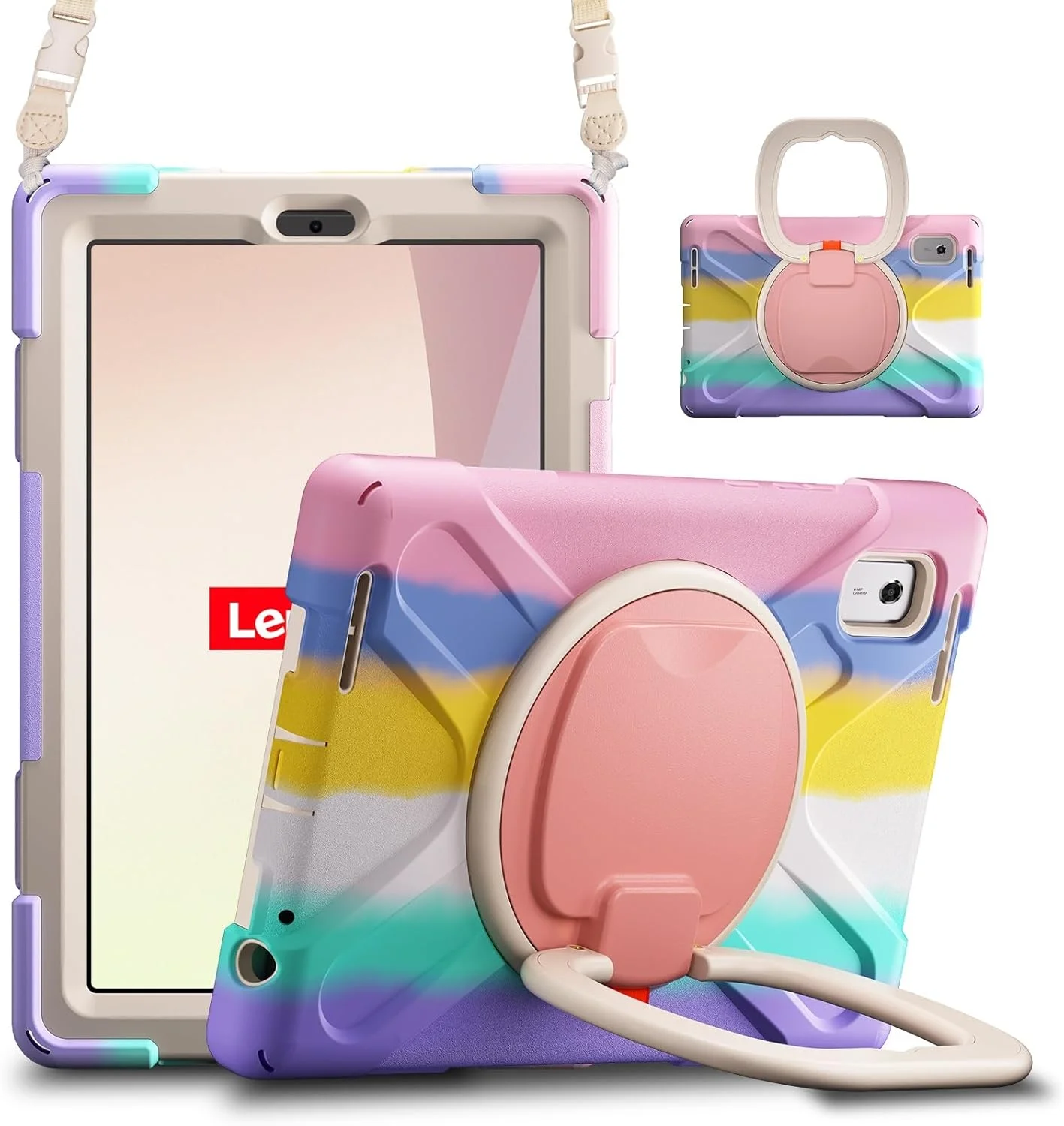 کیف تبلت مسافرتی سازگار با Lenovo Tab M9 9.0 اینچی TB-310FU، عرضه شده در سال 2023، روکش مقاوم در برابر ضربه با پایه چرخان 360 درجه، بند دستی/شانه ای، کیف محافظ سنگین تبلت کیف تبلت مسافرتی سازگار با Lenovo Tab M9 9.0 اینچی TB-310FU، عرضه شده در سال 2023، روکش مقاوم در برابر ضربه با پایه چرخان 360 درجه، بند دستی/شانه ای، کیف محافظ سنگین تبلت