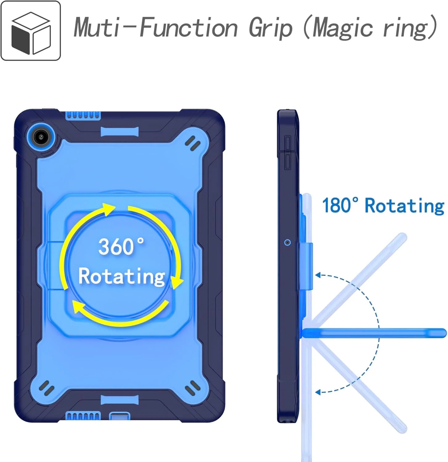 کاور محافظ تبلت سازگار با تبلت لنوو تب 10.1 (TB-311XU) / K10C TB311FU 2025، کاور ضد ضربه و مقاوم در برابر سقوط، جنس PC و سیلیکون جاذب ضربه، تبلت با پایه تاشو