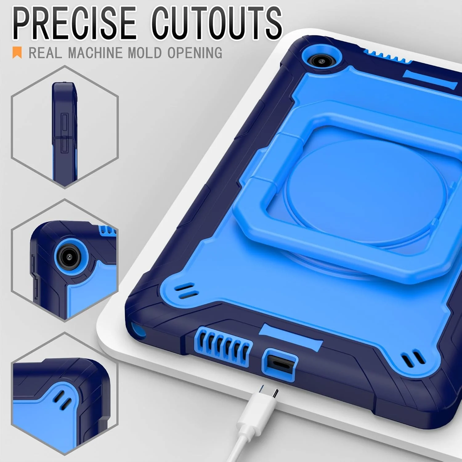 کاور محافظ تبلت سازگار با تبلت لنوو تب 10.1 (TB-311XU) / K10C TB311FU 2025، کاور ضد ضربه و مقاوم در برابر سقوط، جنس PC و سیلیکون جاذب ضربه، تبلت با پایه تاشو