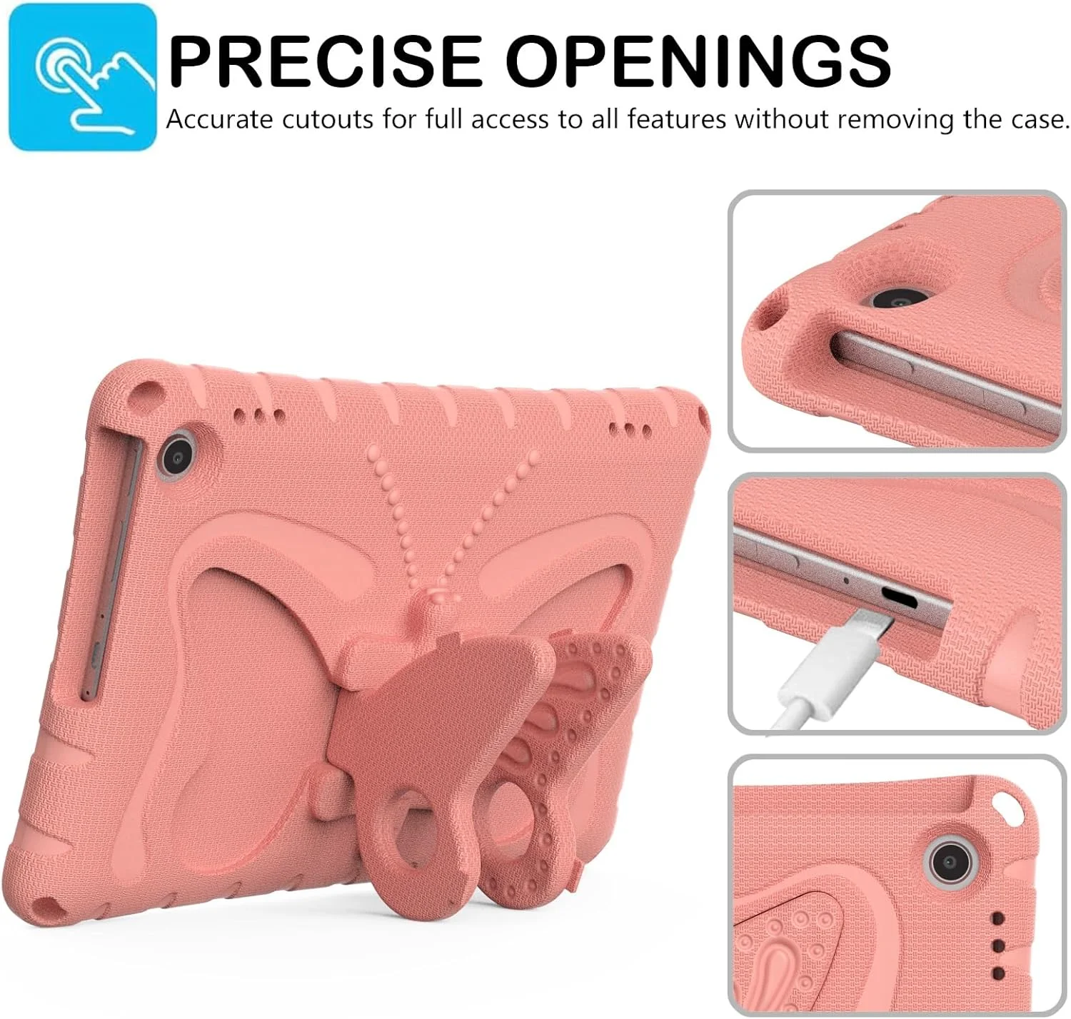 کیف محافظ تبلت سازگار با لنوو تب M10 نسل 3 مدل 10.1 اینچی TB328FU /TB328XU 2022، کیف محافظ سبک وزن EVA مقاوم در برابر ضربه با بند شانه، کیف پروانه ای کودکانه با پایه