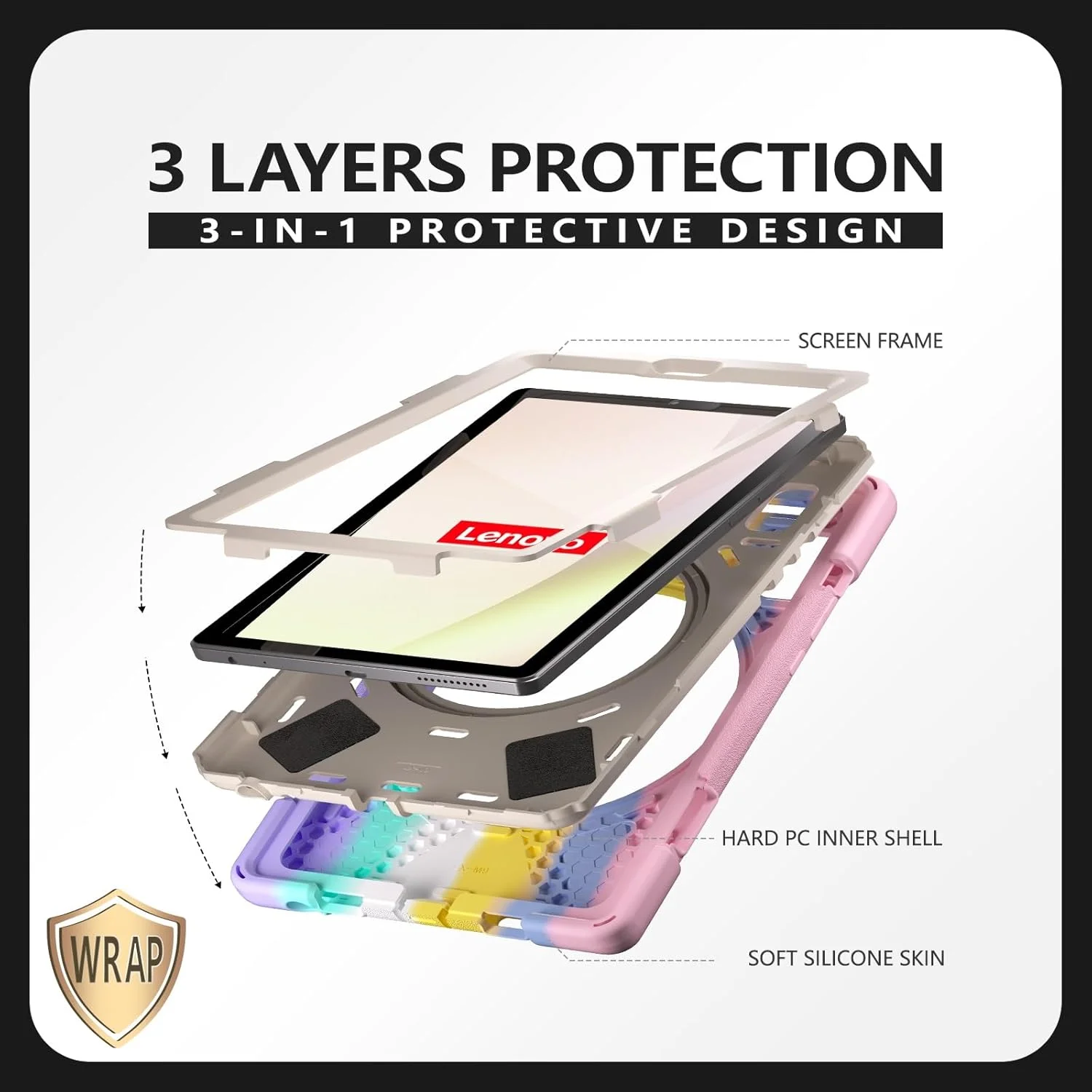 کیف تبلت مسافرتی سازگار با Lenovo Tab M9 9.0 اینچی TB-310FU، عرضه شده در سال 2023، روکش مقاوم در برابر ضربه با پایه چرخان 360 درجه، بند دستی/شانه ای، کیف محافظ سنگین تبلت