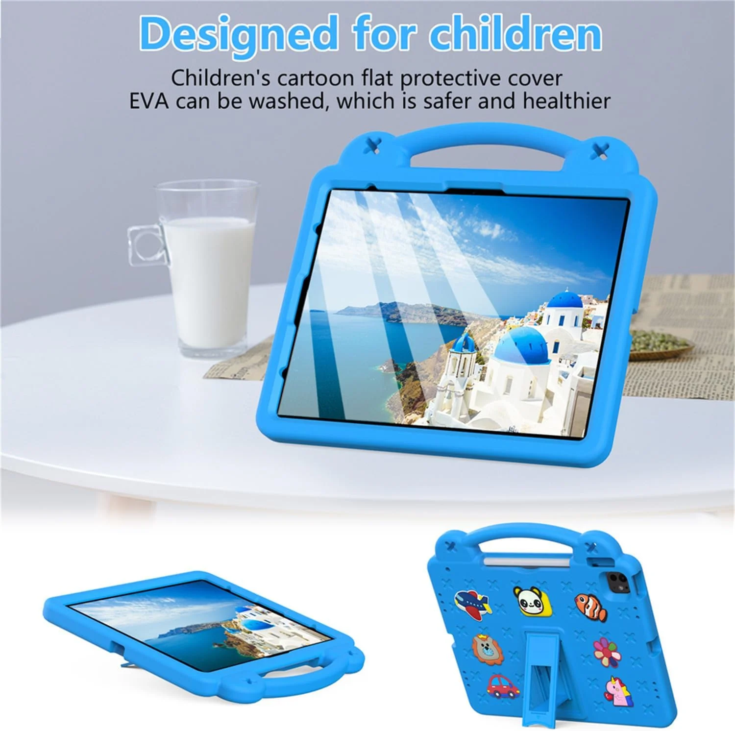 کیف محافظ EVA ضد ضربه با دسته/پایه/بند شانه HYAEcase برای تبلت لنوو Idea Tab TB336FU TB336ZU 11.0 اینچ 2025/Tab K11 Gen 2 (آبی تیره)