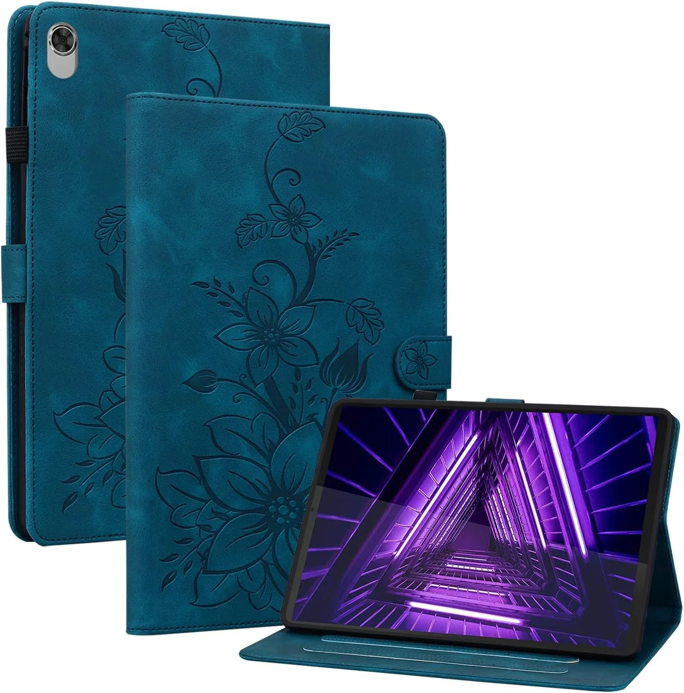 کیف تبلت Rosbtib برای Lenovo Tab M10 FHD Plus (TB-X606F TB-X606X) / K10 (TB-X6C6L)، کیف محافظ چرمی مصنوعی با قابلیت تنظیم زاویه دید و دارای جای کارت، طرح گل سوسن آبی کیف تبلت Rosbtib برای Lenovo Tab M10 FHD Plus (TB-X606F TB-X606X) / K10 (TB-X6C6L)، کیف محافظ چرمی مصنوعی با قابلیت تنظیم زاویه دید و دارای جای کارت، طرح گل سوسن آبی