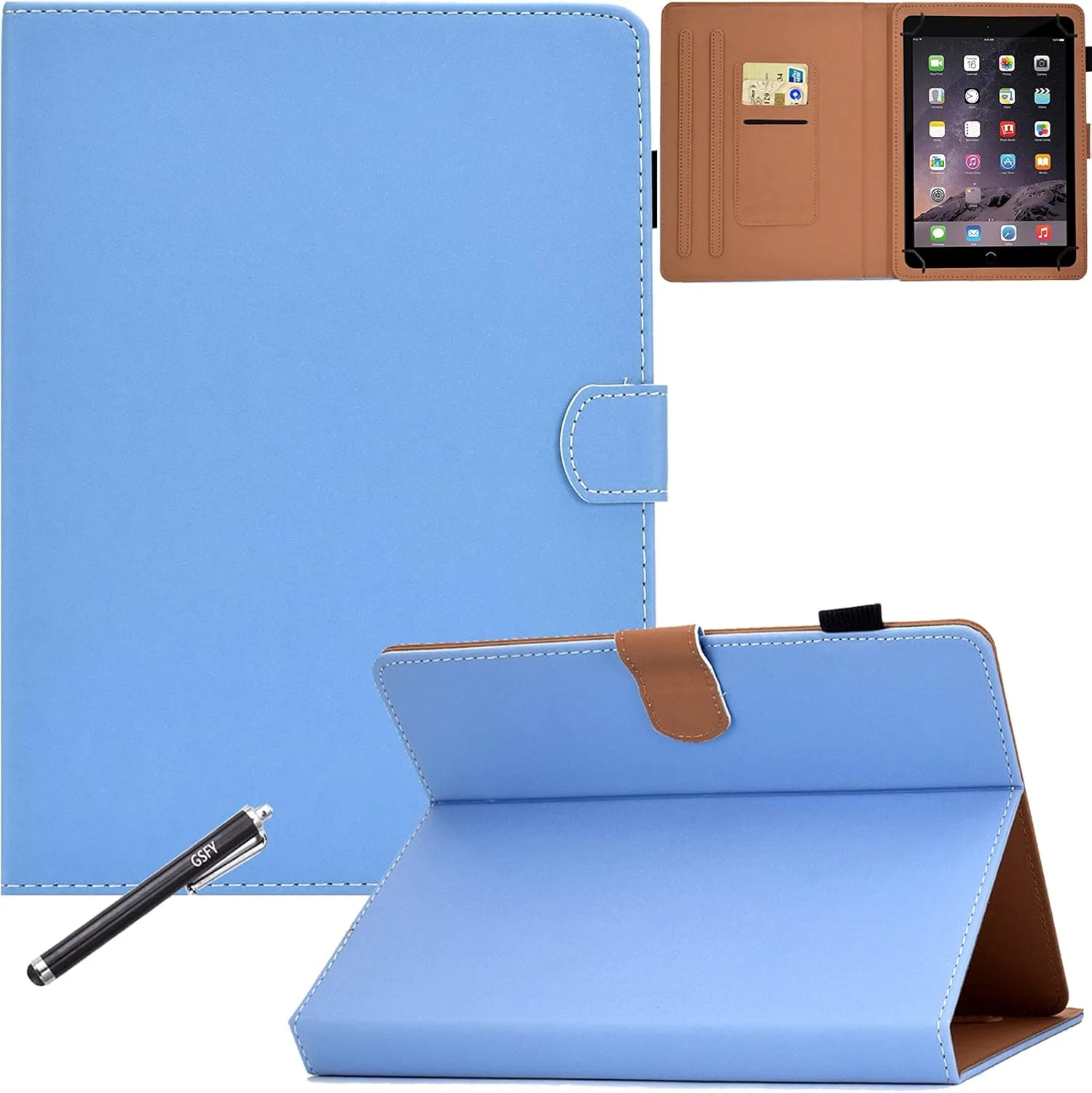 کیف یونیورسال 8 اینچی، کیف محافظ چرمی ضد لغزش GSFY با قابلیت استند و جای قلم برای آیپد مینی/سامسونگ/کیندل/هوآوی/لنوو/اچ پی/ایسوس/ایسر/سونی تبلت 7.9-8.5 اینچی، آبی GX کیف یونیورسال 8 اینچی، کیف محافظ چرمی ضد لغزش GSFY با قابلیت استند و جای قلم برای آیپد مینی/سامسونگ/کیندل/هوآوی/لنوو/اچ پی/ایسوس/ایسر/سونی تبلت 7.9-8.5 اینچی، آبی GX