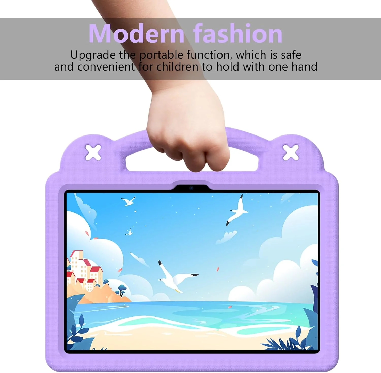 کیف محافظ کودکانه TianTa مناسب برای تبلت لنوو تب M11 (TB-330FU/TB-330XU) / شیائوشین پد 2024 (TB-331FU) 11 اینچ، ضد ضربه، مقاوم با پایه، دسته قابل حمل، EVA سبک وزن، بادوام، پوشش محافظ زیبا - بنفش روشن