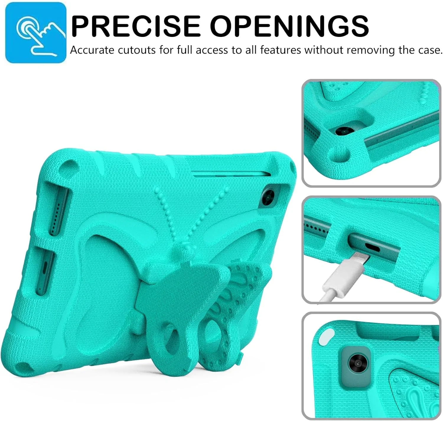 کیف تبلت مسافرتی سازگار با Lenovo Tab M8 TB-8505F 8.0 اینچی، سبک وزن، مقاوم، ضد ضربه، محافظ کودکانه، پوشش کامل با بند شانه ای، کیف پروانه ای