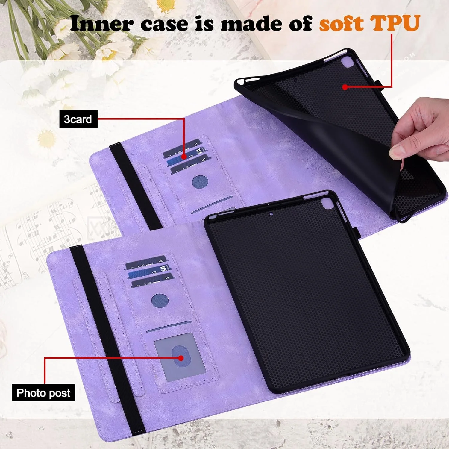 کیف تبلت BOLELAW چرمی برای لنوو تب M11 (TB330FU/TB330XU) 11 اینچ 2024، کیف تبلت با قابلیت استند و جای کارت، رنگ بنفش