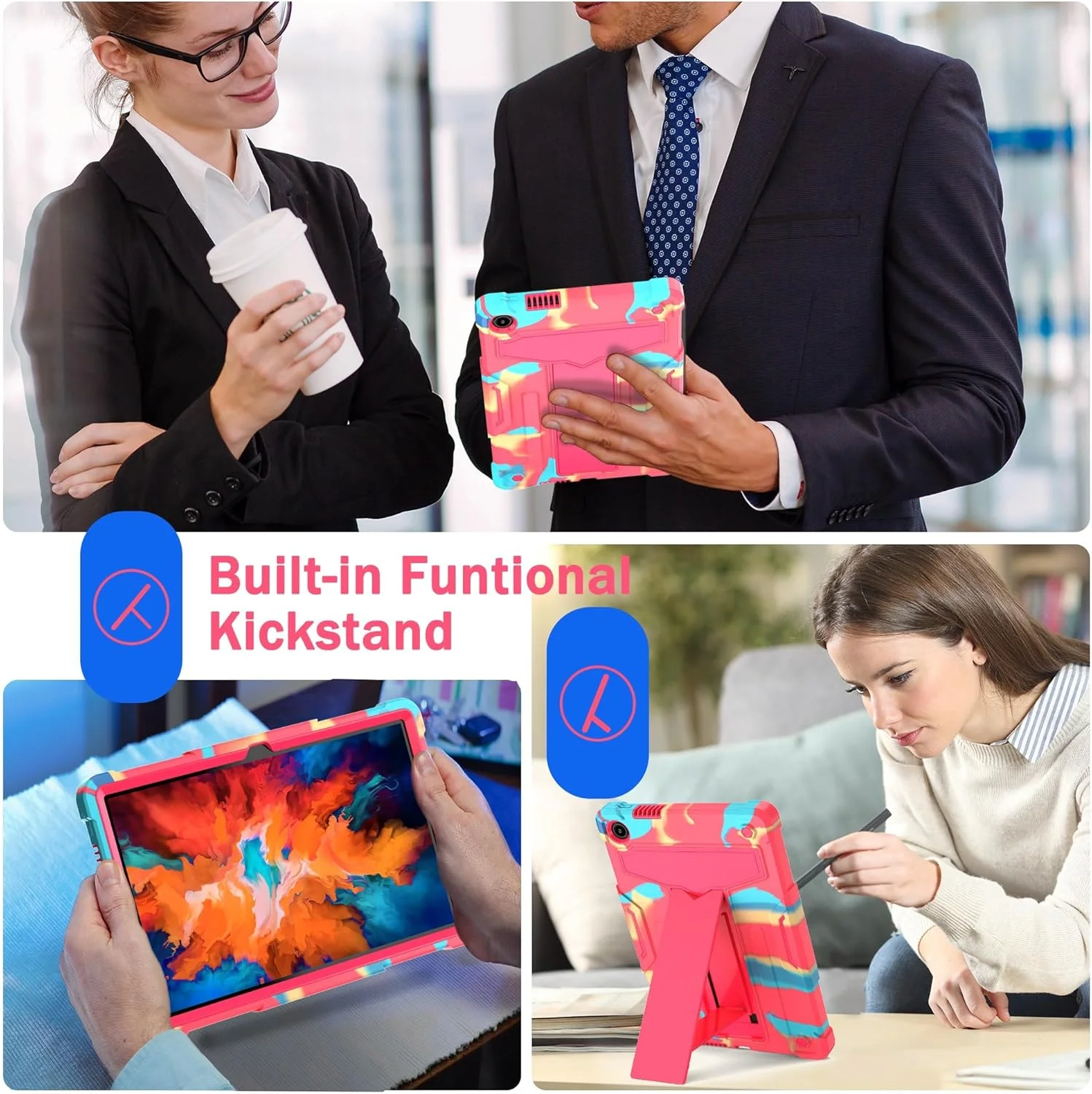کیف محافظ کودکانه تبلت مناسب برای لنوو تب 10.1 (TB-311XU) / کیف کودکانه K10C TB311FU با استند، ضد ضربه، کیف مقاوم در برابر ضربه، محافظت سه در یک