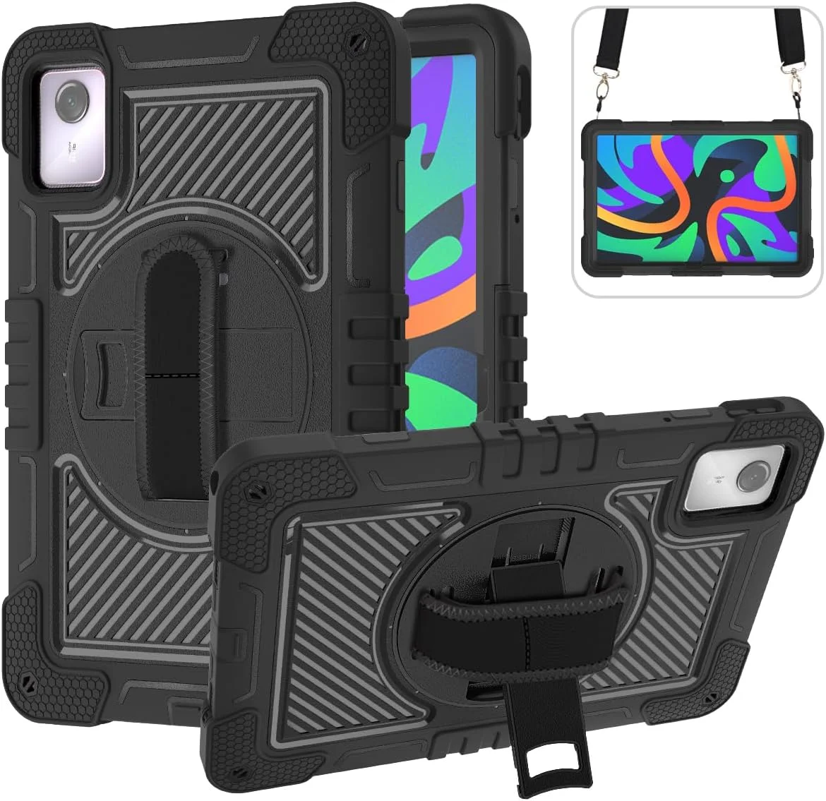 کیف تبلت YOUULAR برای Lenovo Tab M11/Lenovo Tab K11/TB-331FC 2024 11.0 اینچ، کیف تبلت ضد ضربه با پایه چرخان 360 درجه و بند دستی، بند شانه ای، کاملا مشکی کیف تبلت YOUULAR برای Lenovo Tab M11/Lenovo Tab K11/TB-331FC 2024 11.0 اینچ، کیف تبلت ضد ضربه با پایه چرخان 360 درجه و بند دستی، بند شانه ای، کاملا مشکی