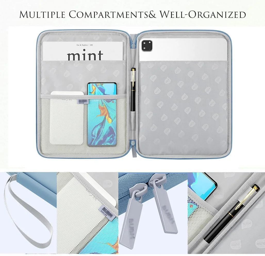 کیف حمل آیپد سازگار با آیپد 9-11 اینچی، کیف آستین تبلت، کیف محافظ تبلت، کیف سازمان دهنده برای آیپد پرو 11 2022-2018، آیپد 10.9 اینچی نسل 10، آیپد 10.2 اینچی نسل 9/8/7 (مشکی)