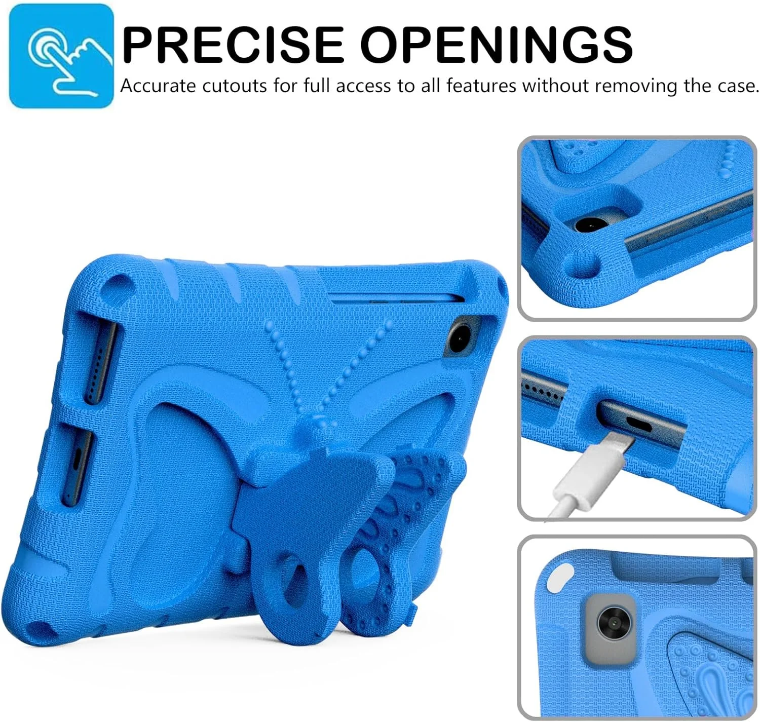 کیف تبلت مناسب برای تبلت لنوو تب M8 TB-8705N 8.0 اینچ، کاور محافظ سبک و مقاوم در برابر ضربه، پوشش کامل، مناسب برای کودکان به همراه بند شانه، طرح پروانه