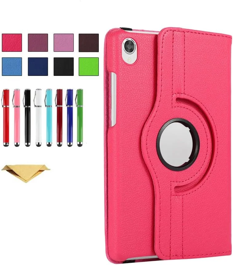 کیف تیانتا برای لنوو M8 HD TB-8505F، با پایه تاشو چرخان 360 درجه، جلد محافظ چرمی PU باریک و هوشمند برای لنوو M8 FHD TB-8705F 8 اینچ - رز