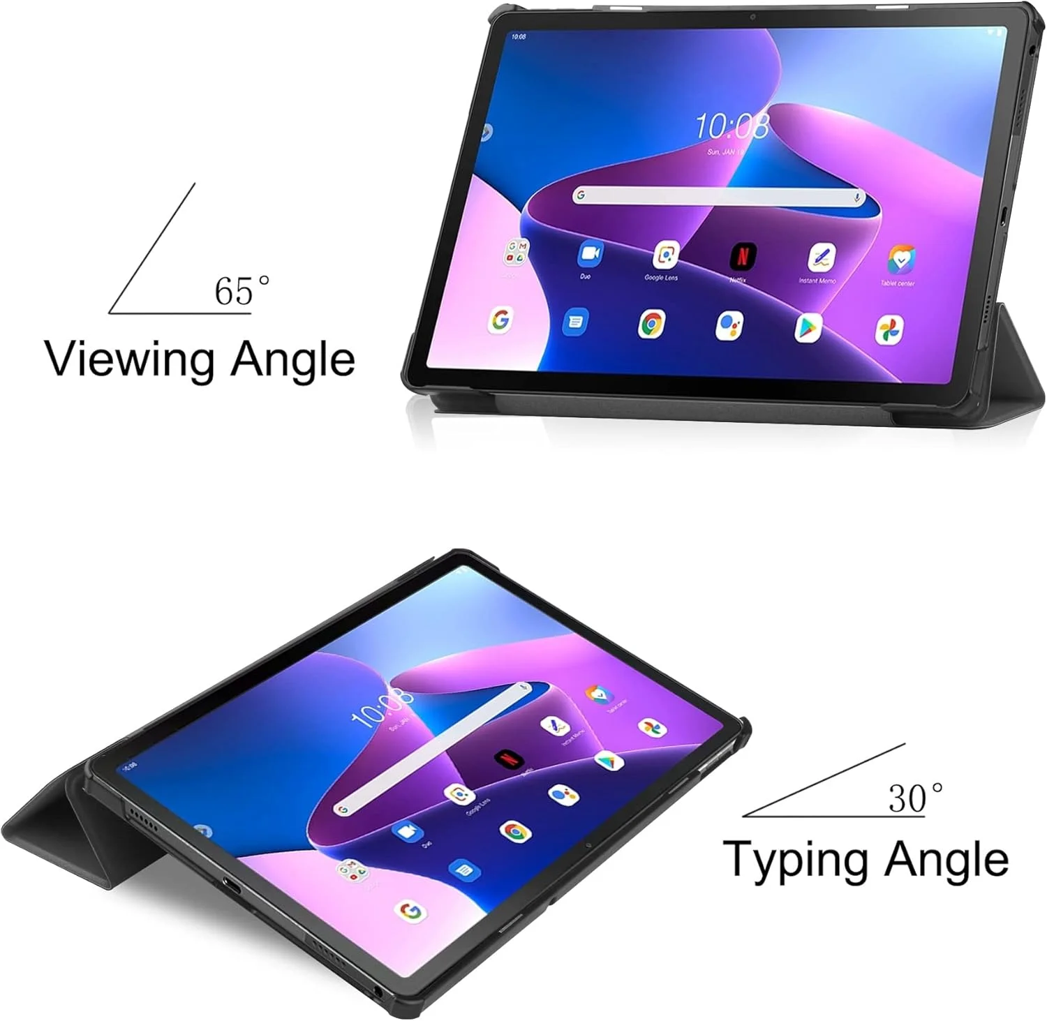 کیف تبلت مسافرتی سازگار با تبلت لنوو تب M10 پلاس (نسل 3) 10.6 اینچی، کیف هوشمند باریک با قابلیت تاشو، روکش محافظ هارد شل با قابلیت تنظیم زاویه دید و حالت خواب/بیدار